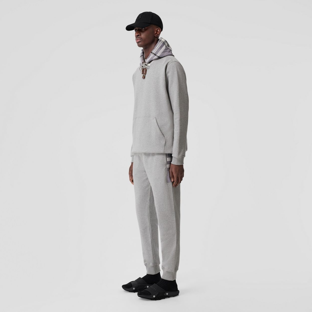 Check Panel Cotton Jogging Pants - 2