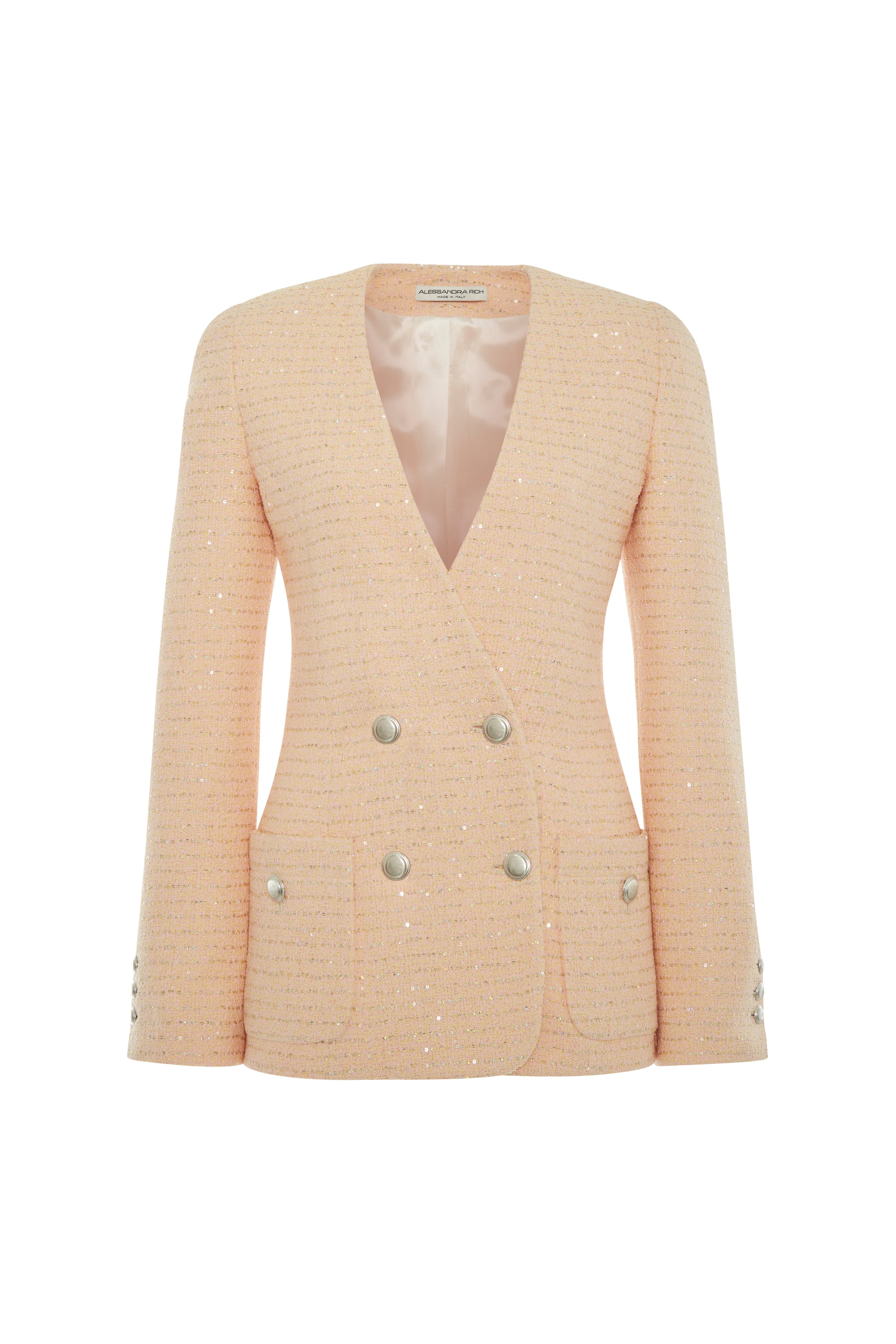 SEQUIN TWEED DOUBLE BREASTED JACKET - 1
