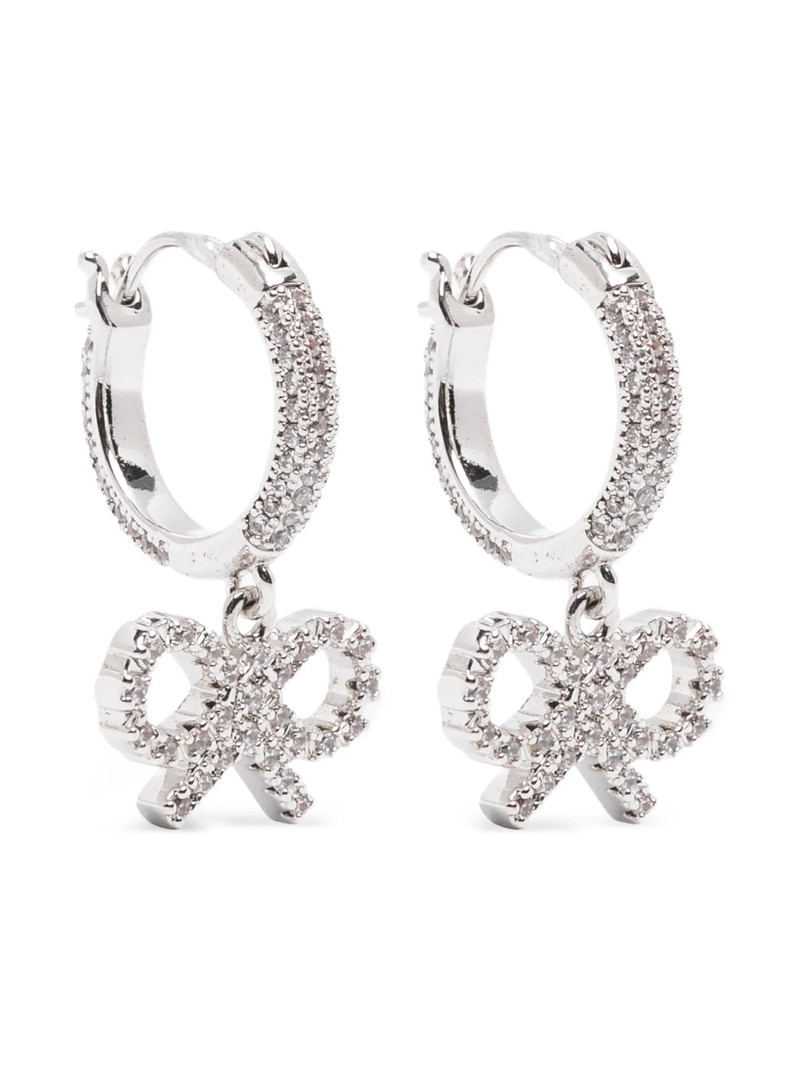 Self-portrait Crystal Bow Hoop Earrings 1