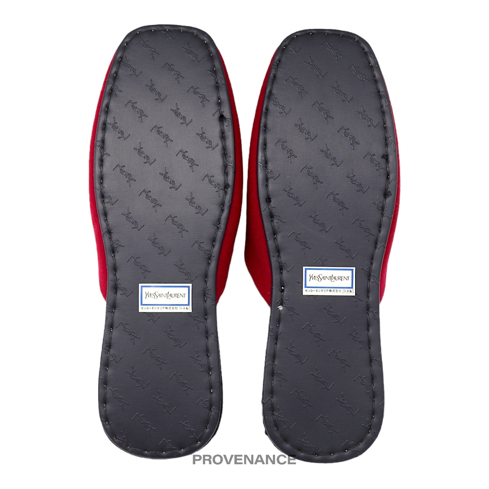 Yves Saint Laurent YSL Logo Slipper - Red Velour - 6