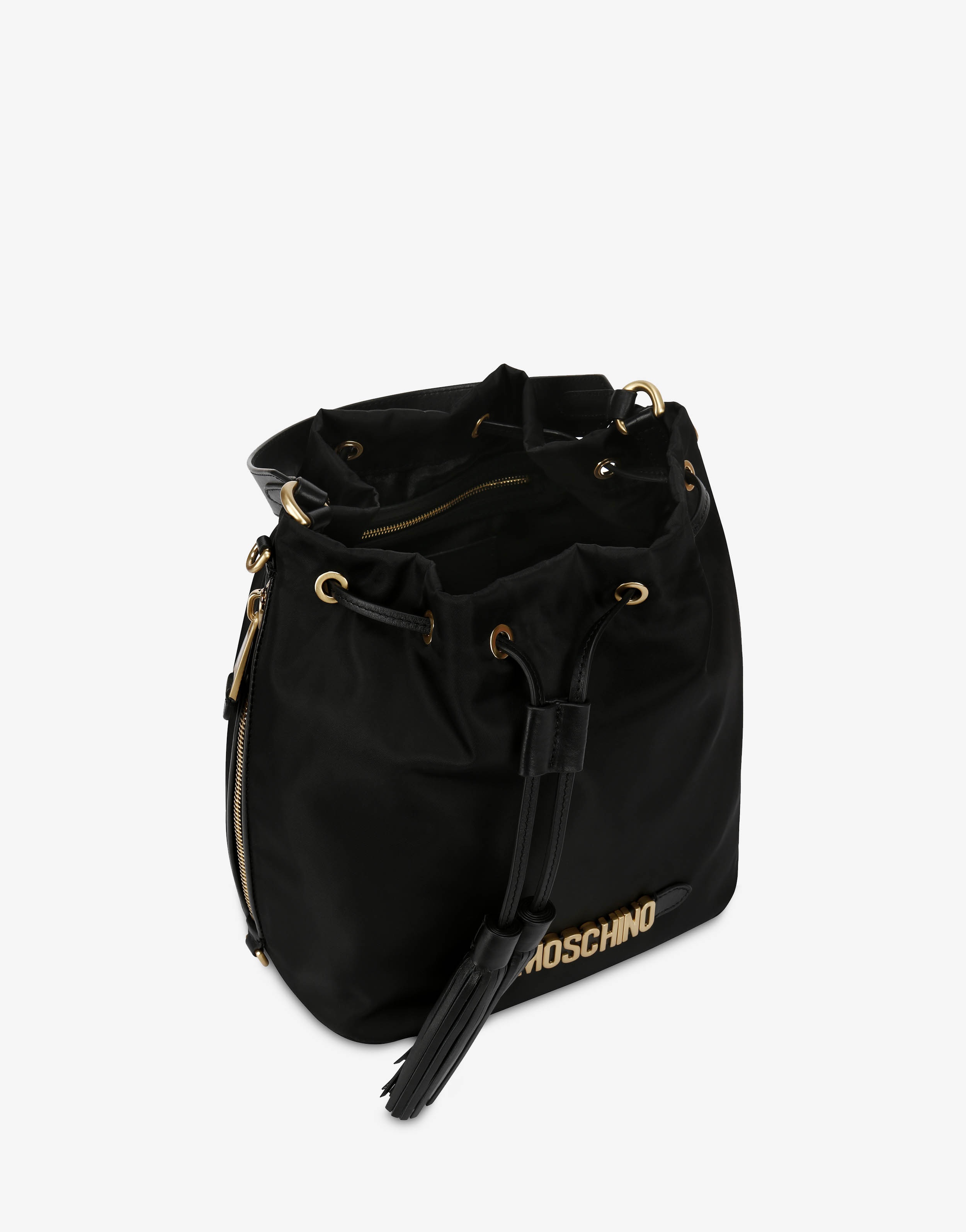 BUCKET BAG WITH BRUSHED GOLD LOGO - 5