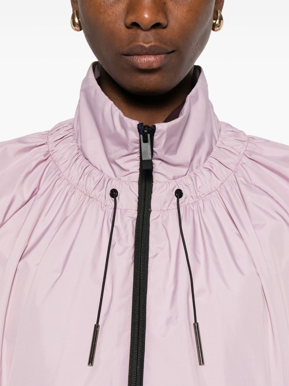 drawstring-neck puff-sleeve jacket - 5