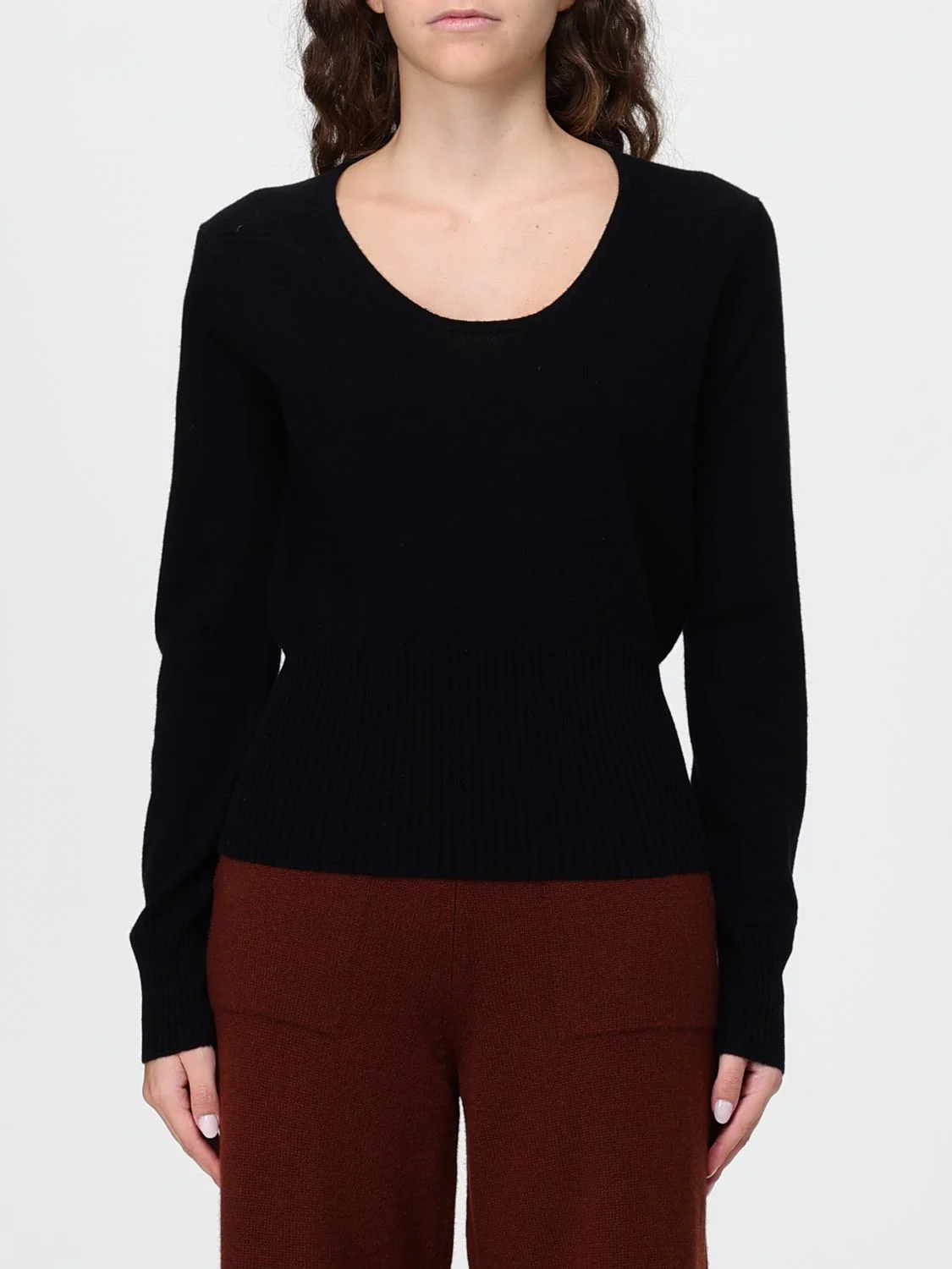 MAX MARA Slim Fit Wool and Cashmere Crewneck Jumper with Ribbed Trims - 1