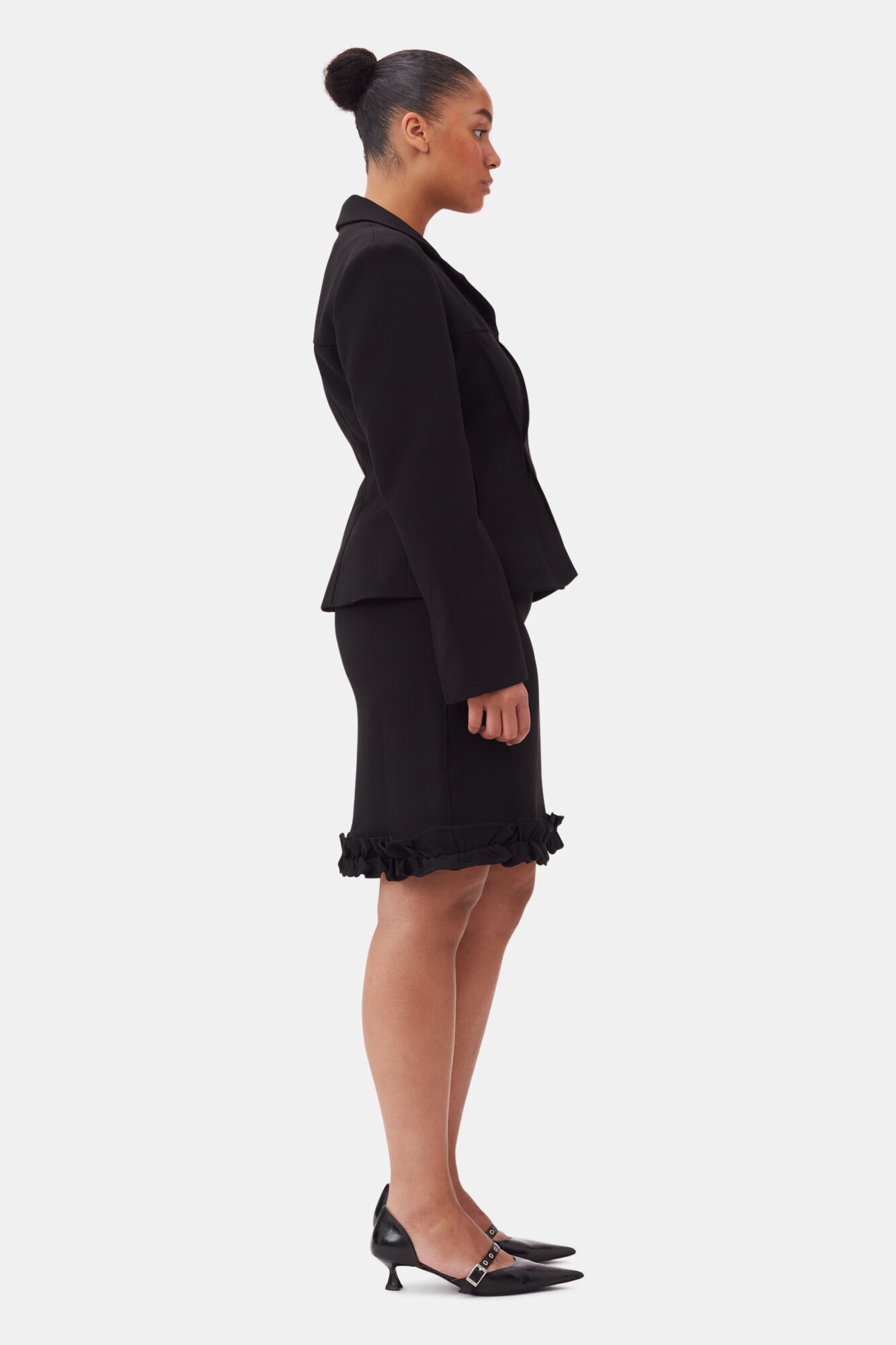 BLACK BONDED CREPE SKIRT - 7