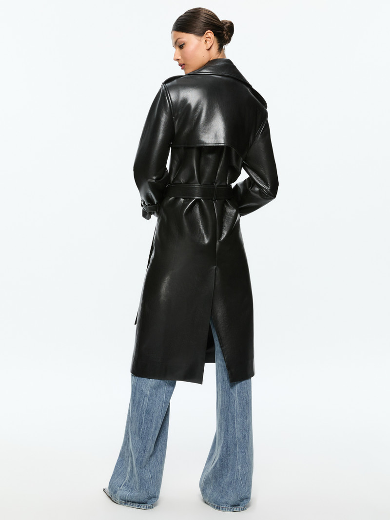 Alice + Olivia NEVADA VEGAN LEATHER TRENCH COAT outlook