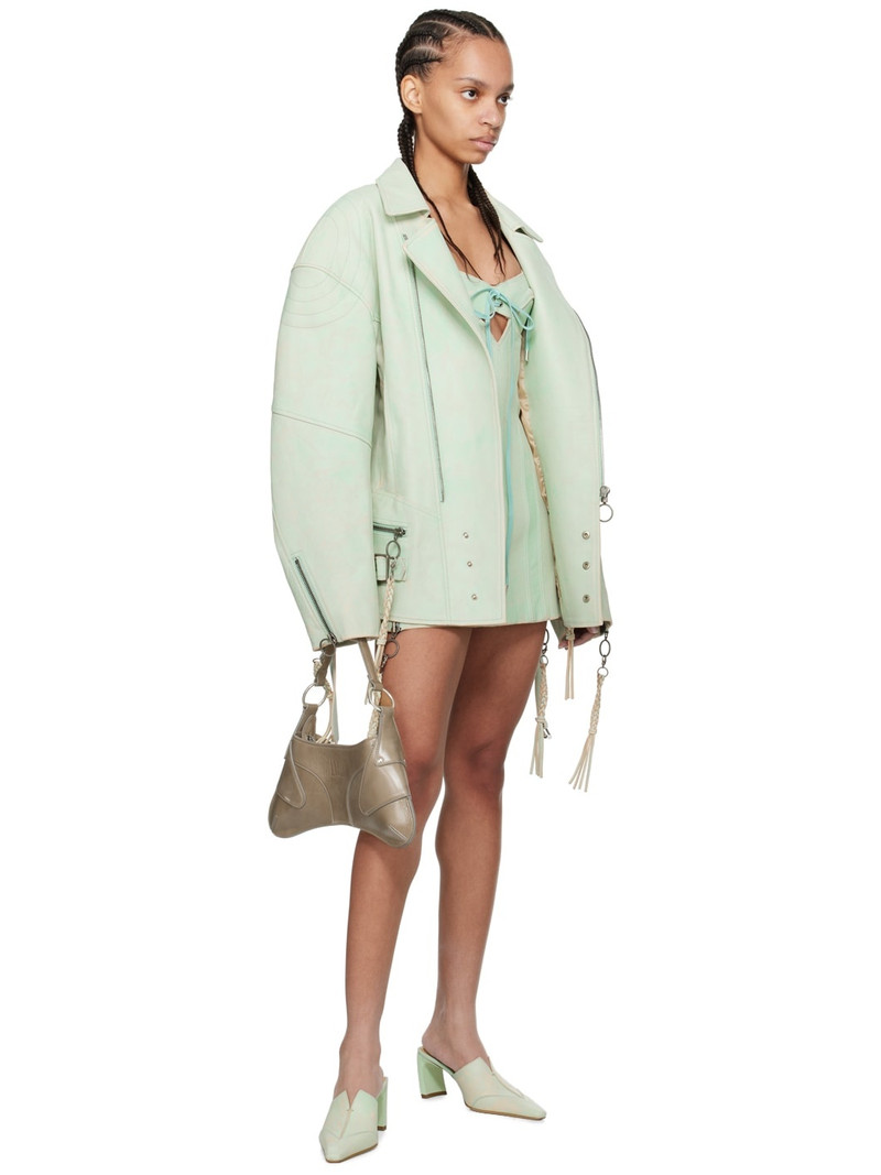 KNWLS Green Nihil Leather Minidress outlook