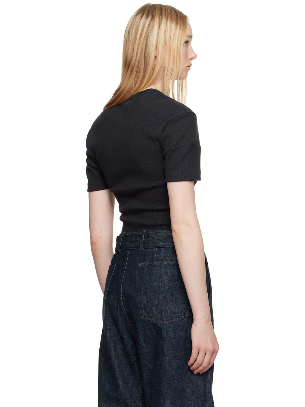 Black Fitted Henley T-shirt - 3