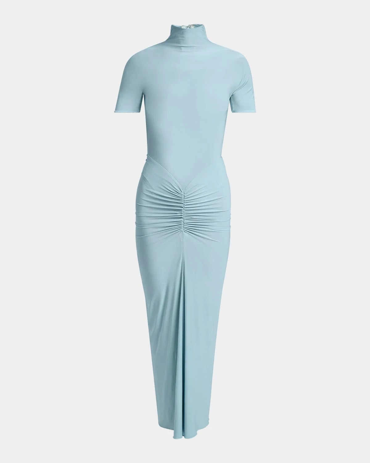 Mock Neck Draped Midi Dress - 1