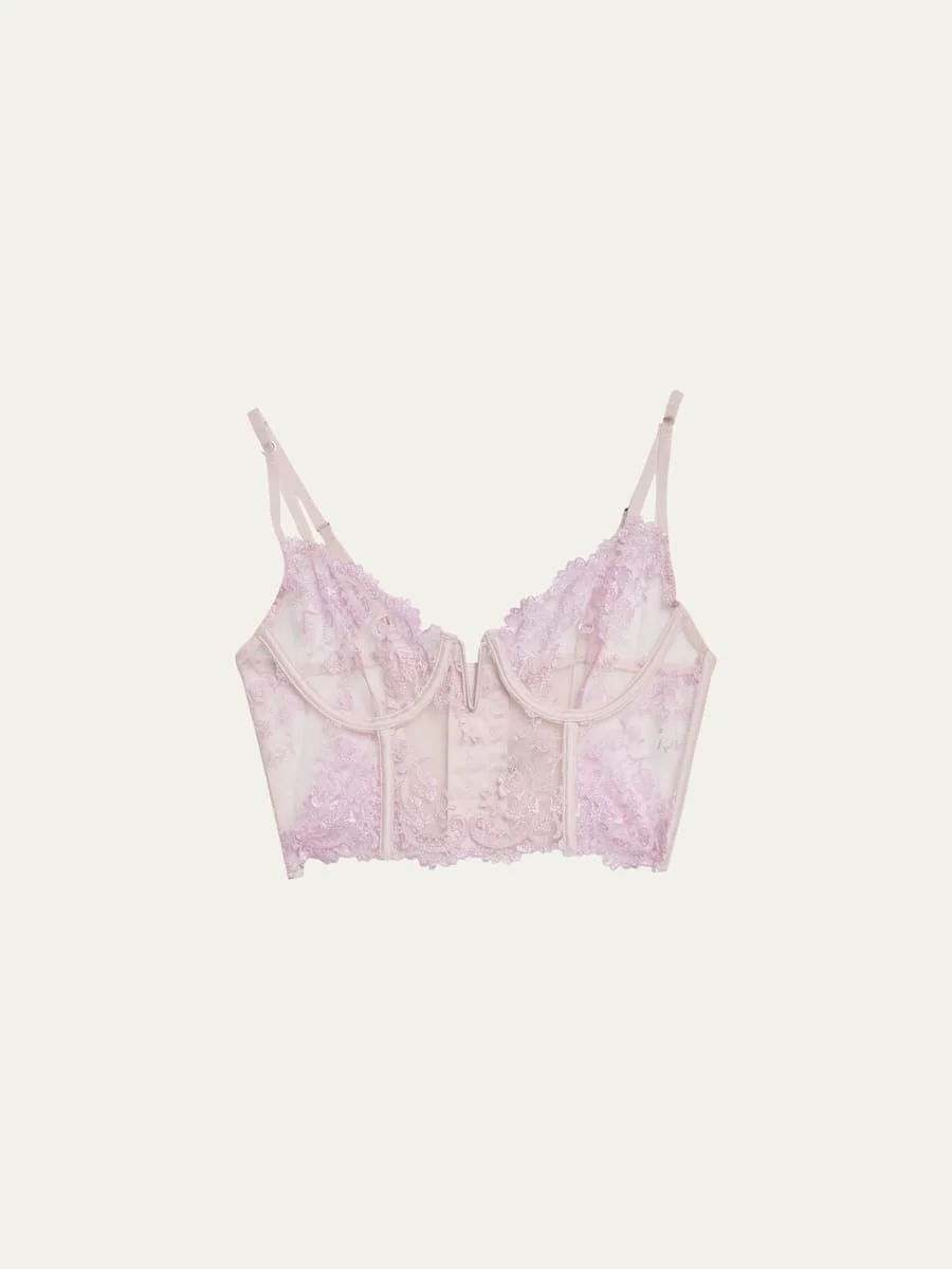 Juliette Longline Floral Lace Bra - 1