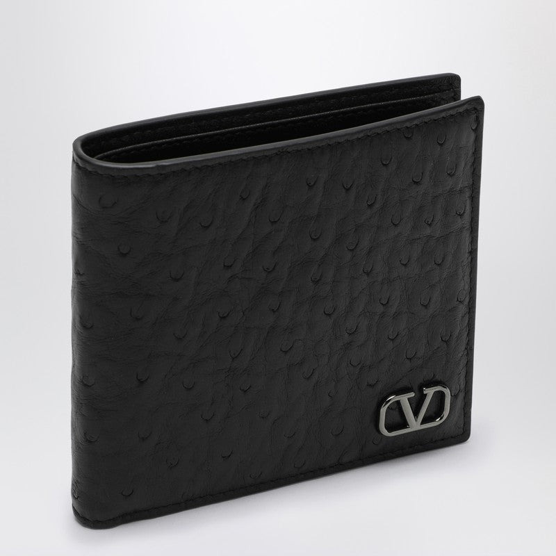 VLOGO SIGNATURE BLACK LEATHER BI-FOLD WALLET - 1