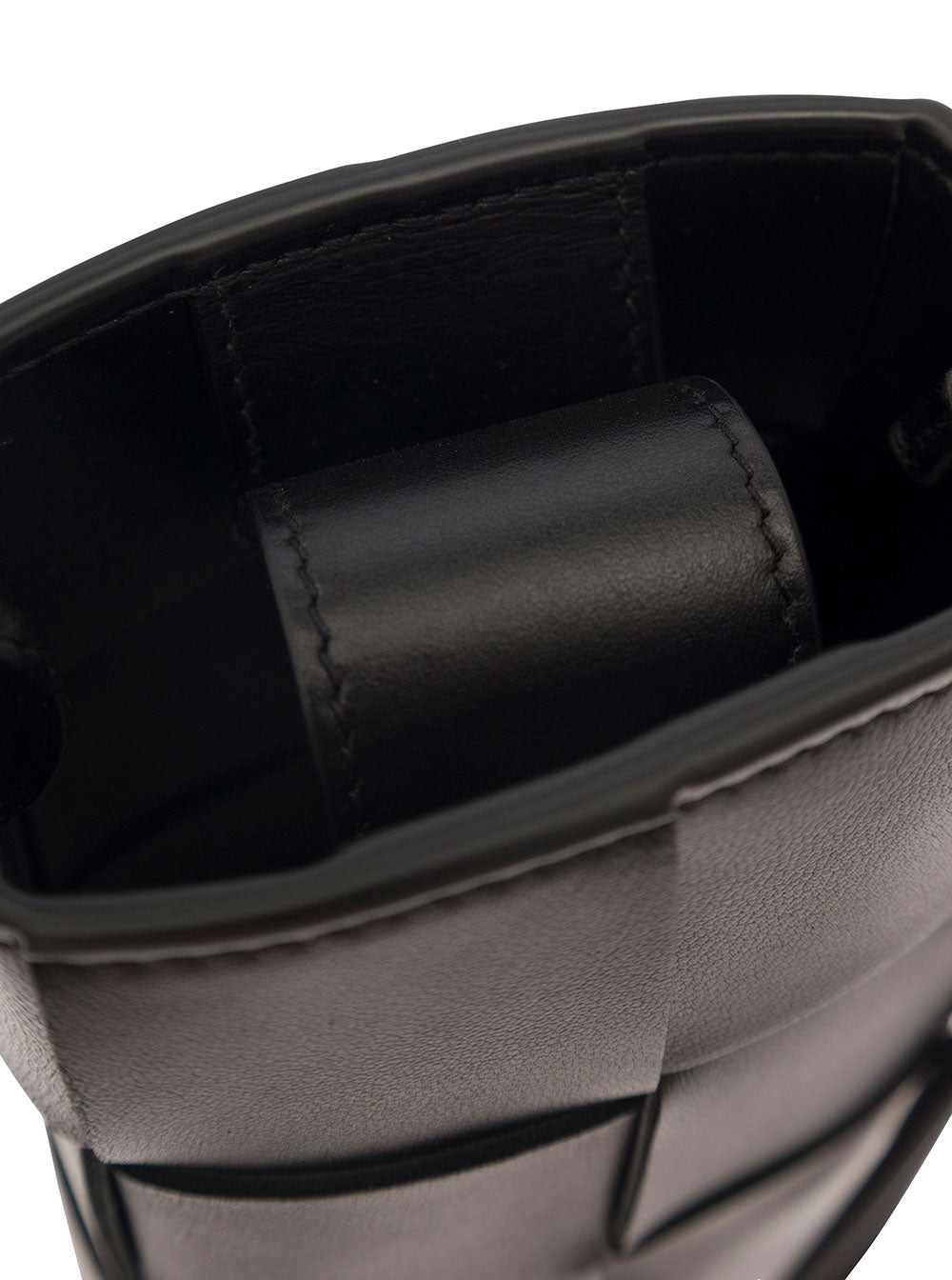 Bottega Veneta Women 'Phone Pouch' Black Shoulder Bag With Knot Details In Intreccio Nappa Leather W - 4