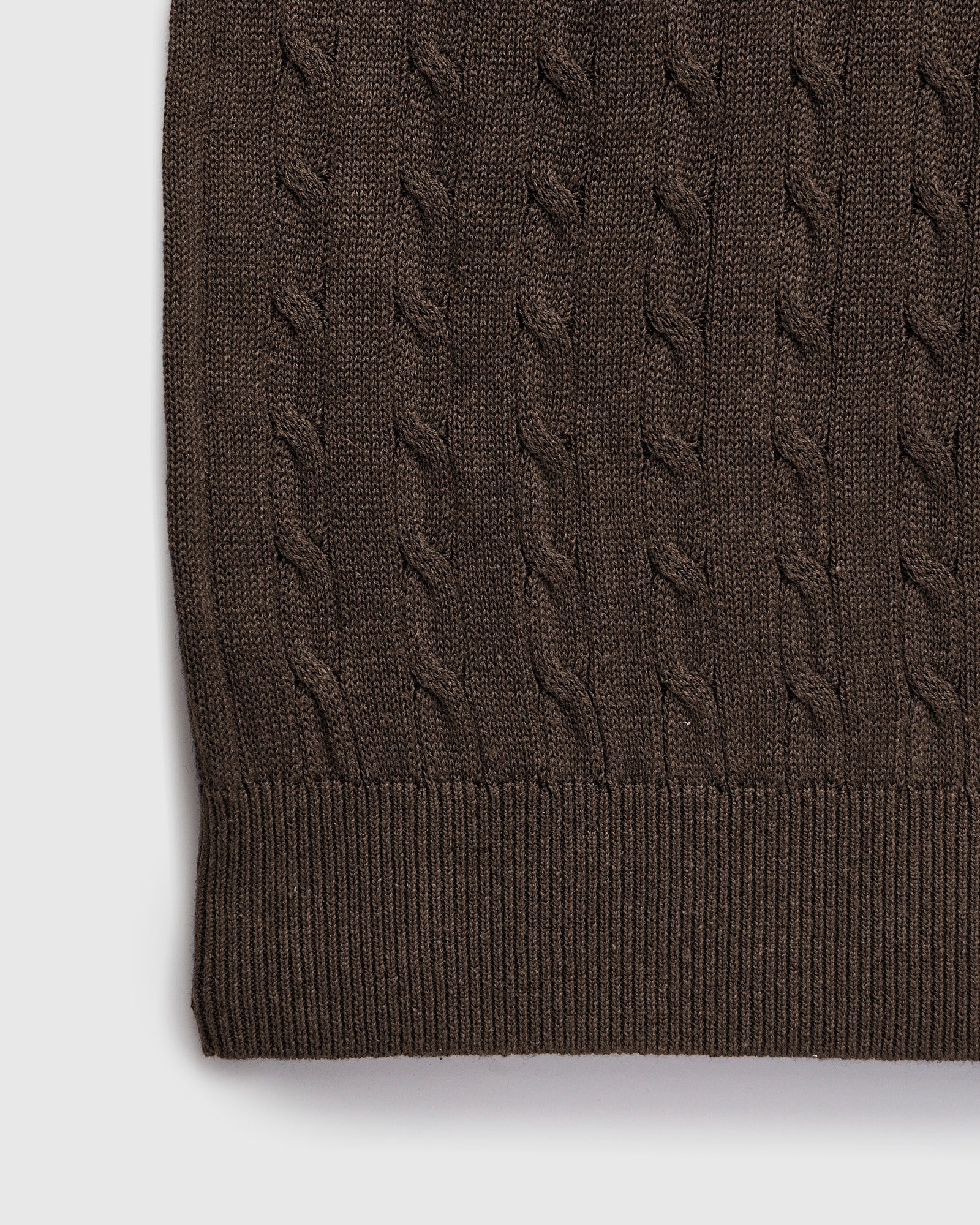 Cable Knit Polo Short Sleeve Sweater in Brown - 5