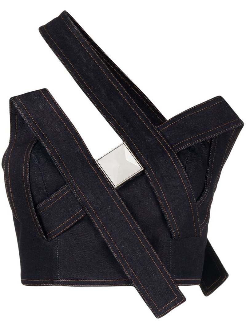 crystal pyramid denim top 1