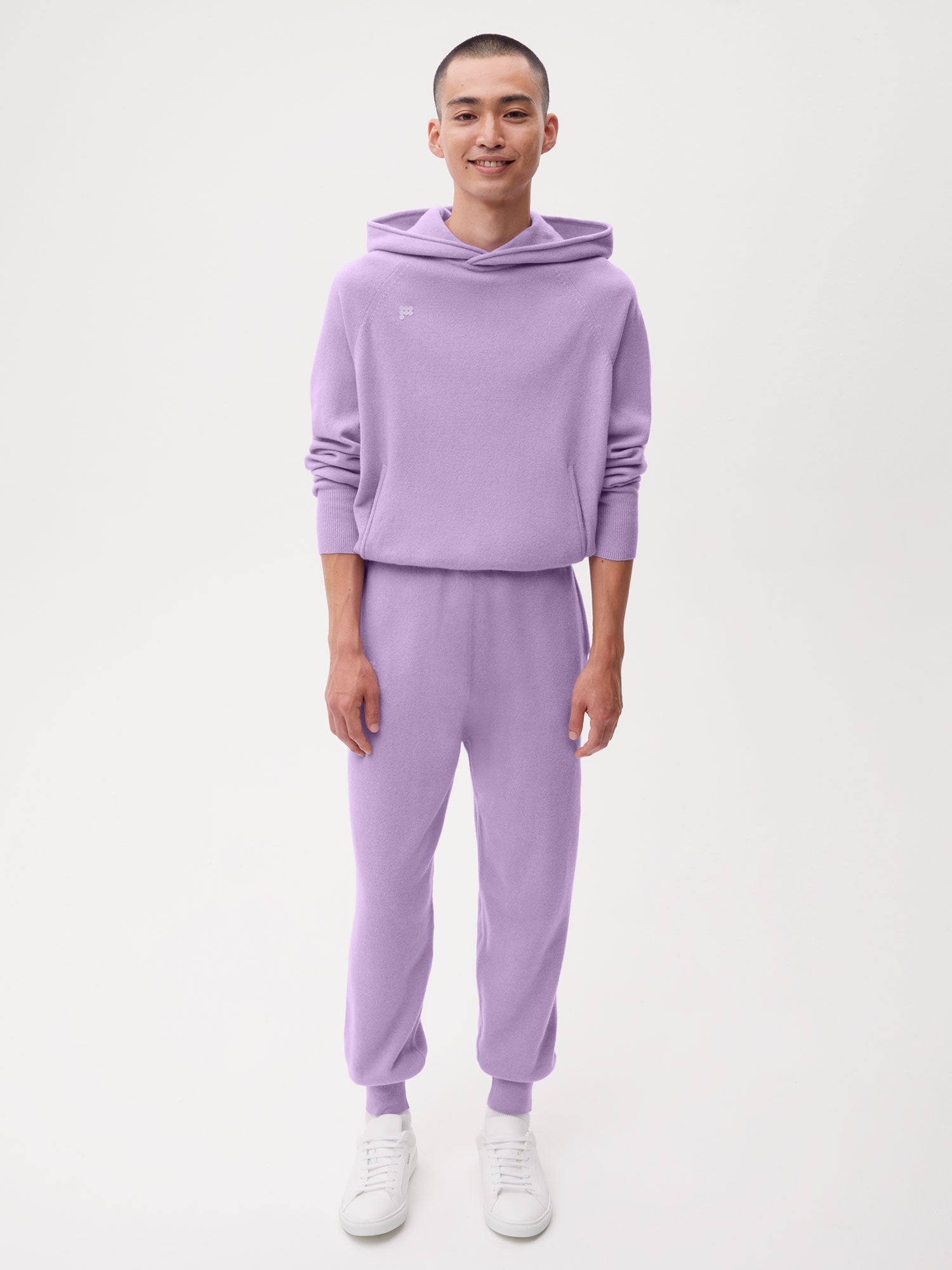 Mens Recycled Cashmere Track Pants - Orchid Purple - 1