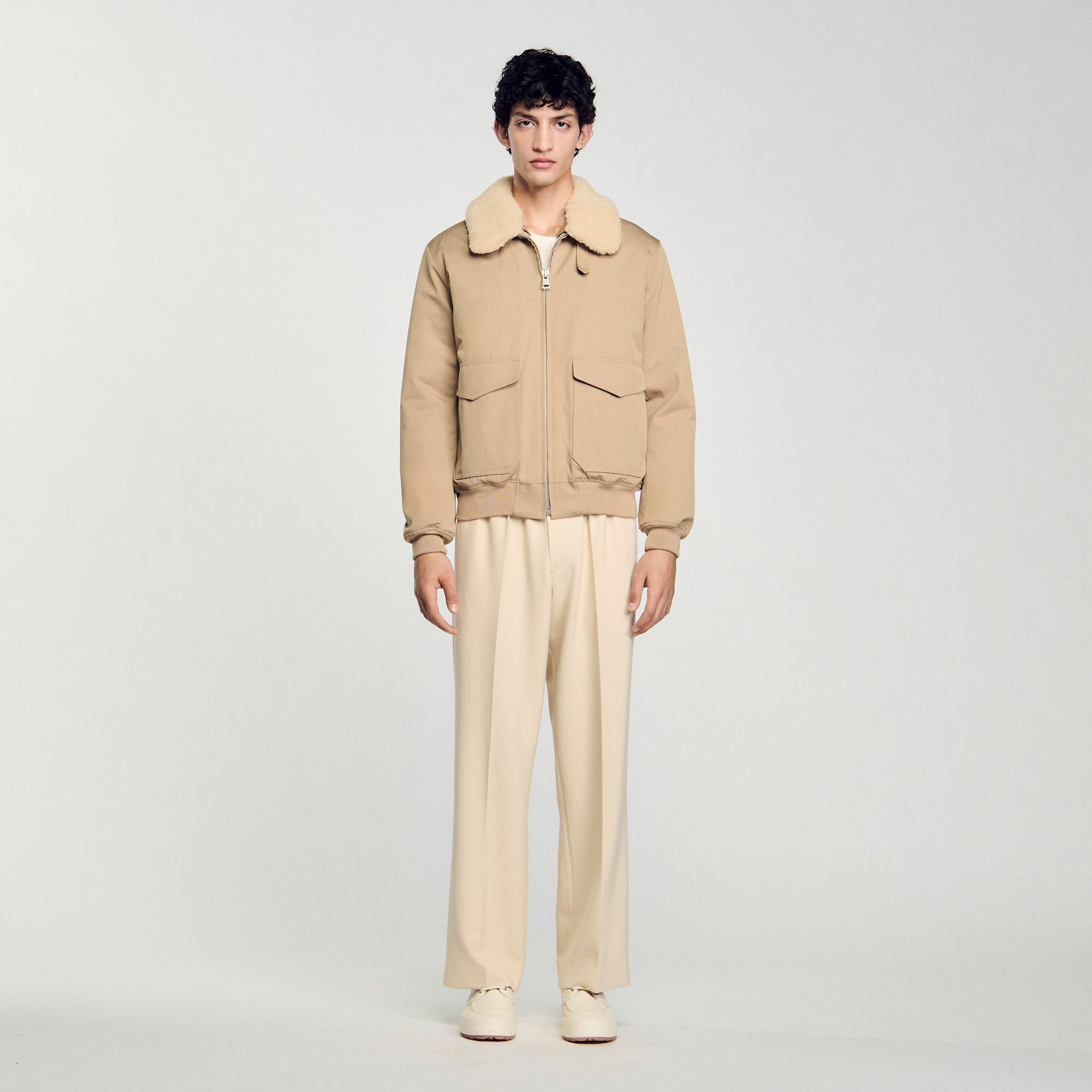 SHEARLING COLLAR AVIATOR JACKET - 2