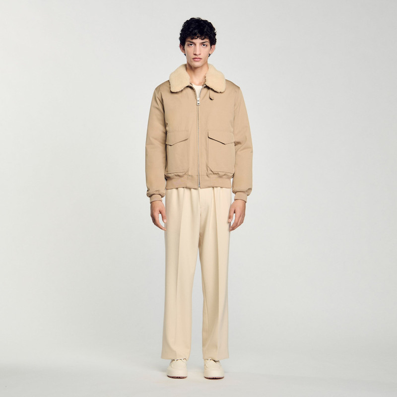 Sandro SHEARLING COLLAR AVIATOR JACKET outlook