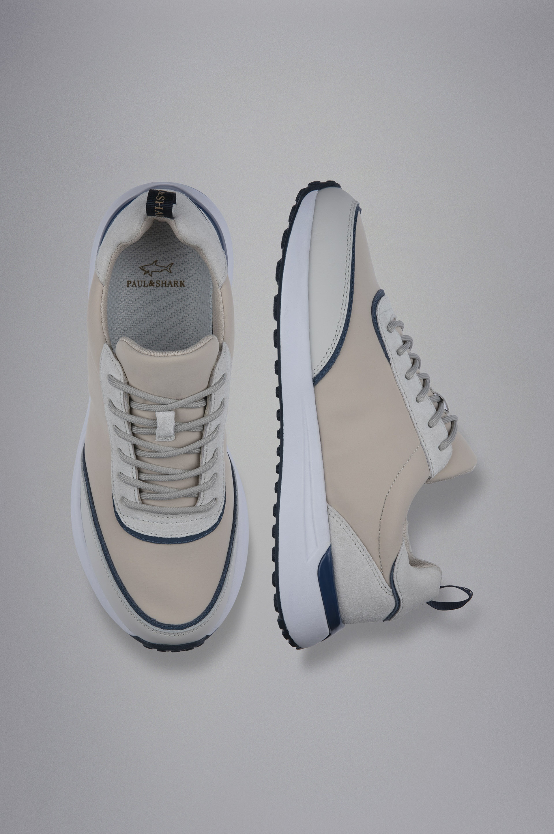 TECH FABRIC AND LEATHER HYBRID SNEAKERS - 2