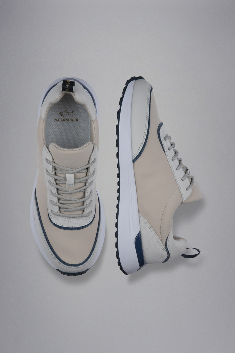 Paul & Shark TECH FABRIC AND LEATHER HYBRID SNEAKERS outlook