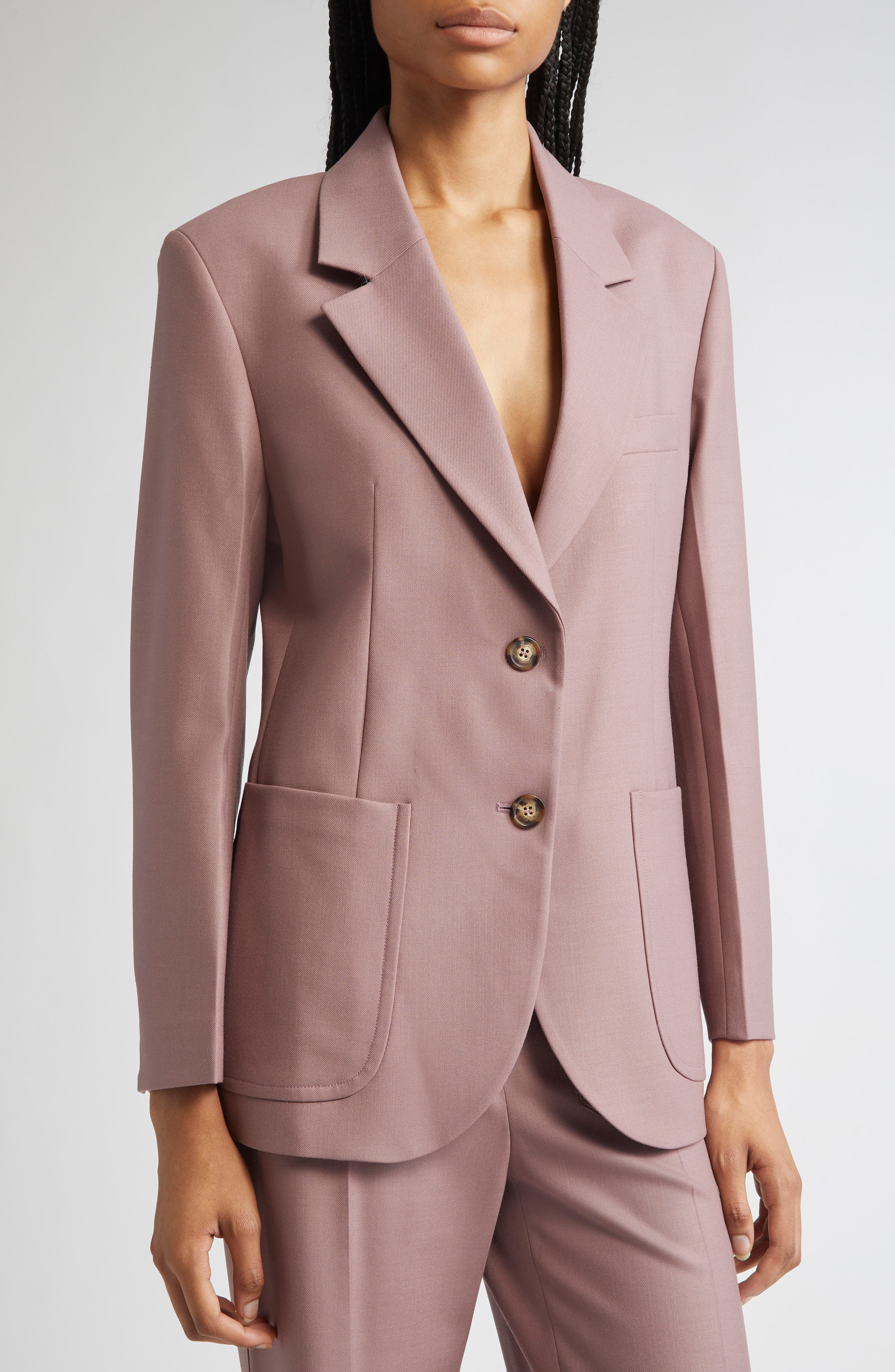 Victoria Beckham Patch Pocket Twill Jacket in Mauve at Nordstrom - 5
