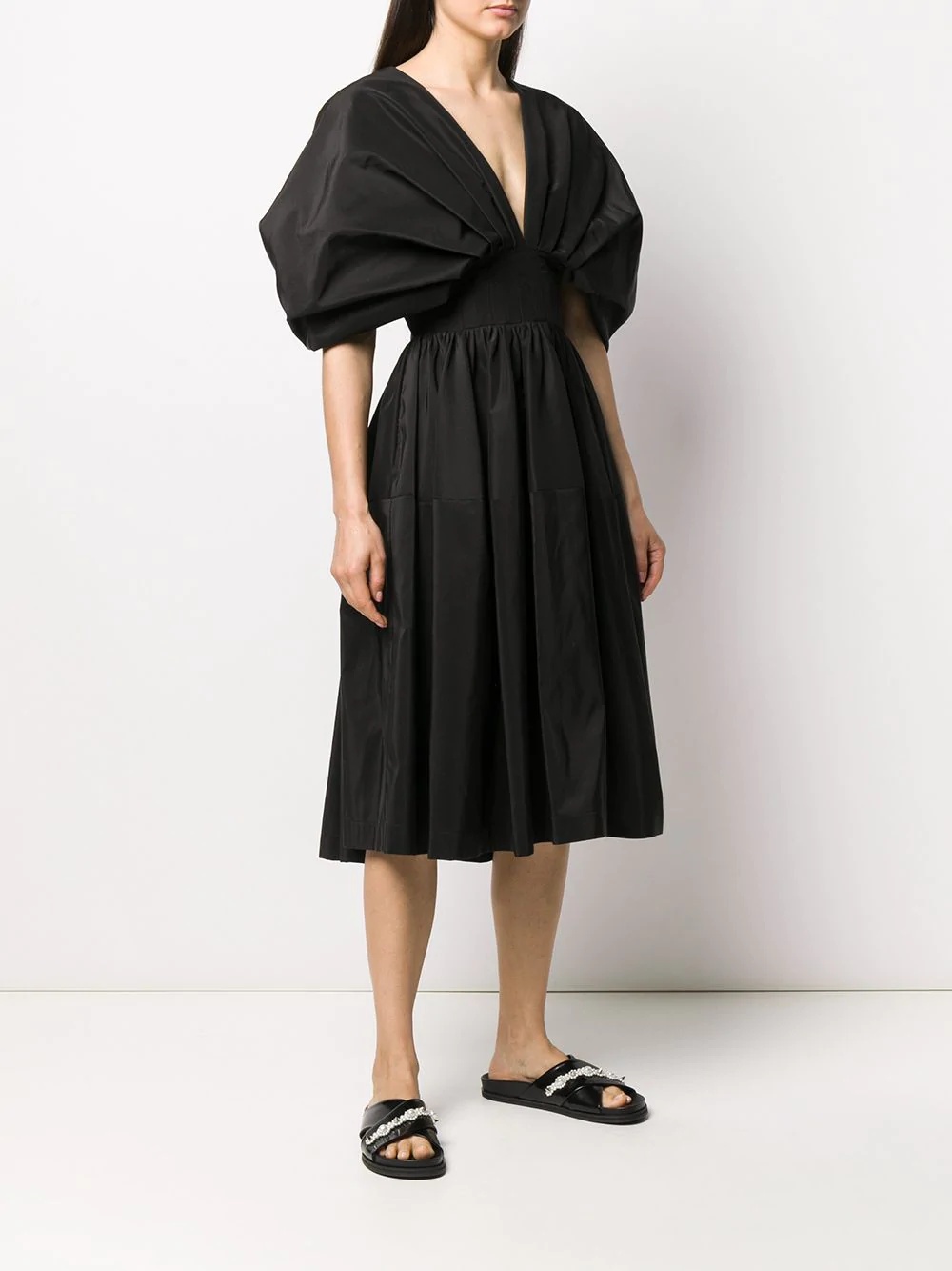 cape-style sleeves midi dress - 3