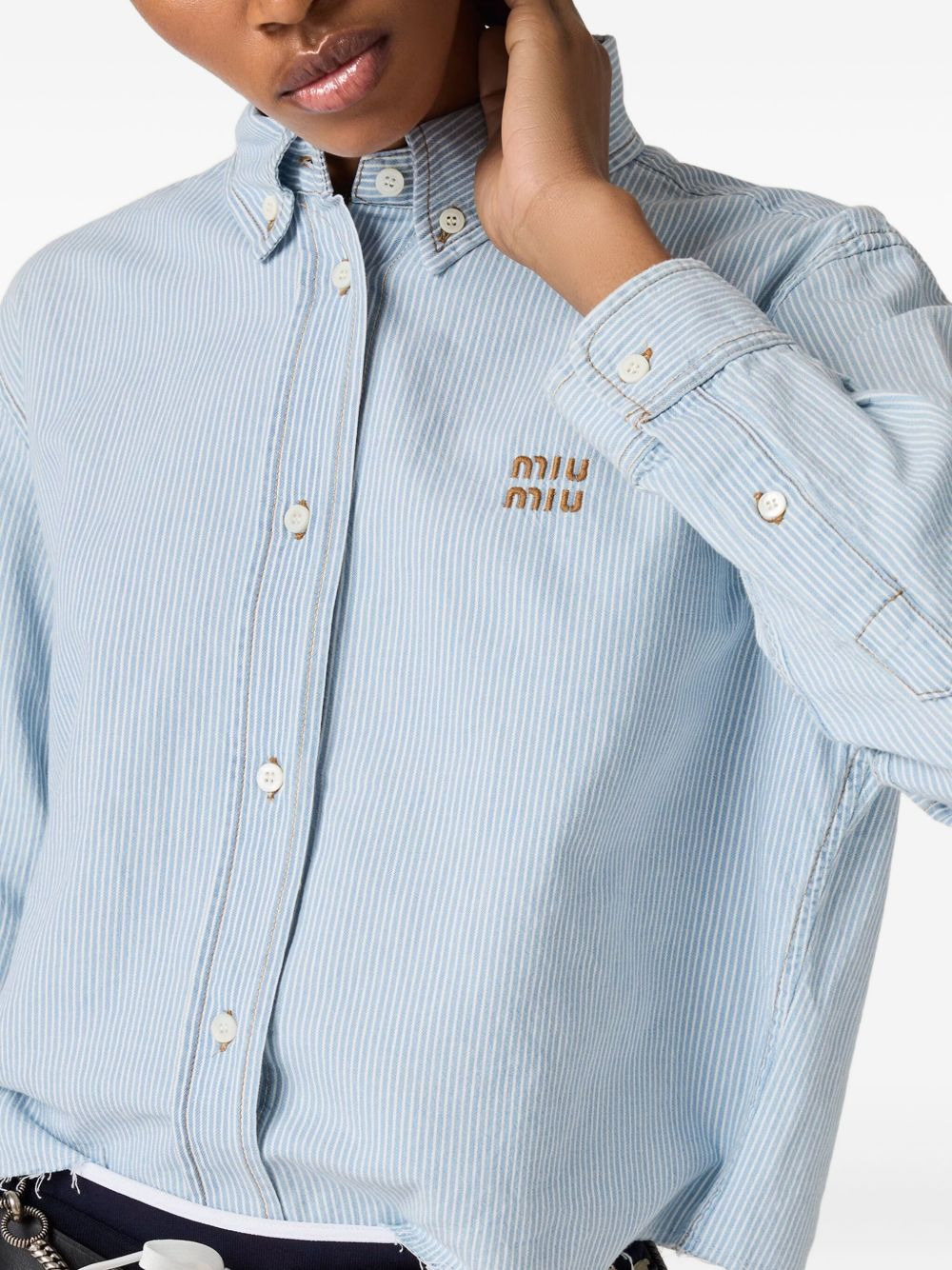 striped frayed-edge shirt - 4