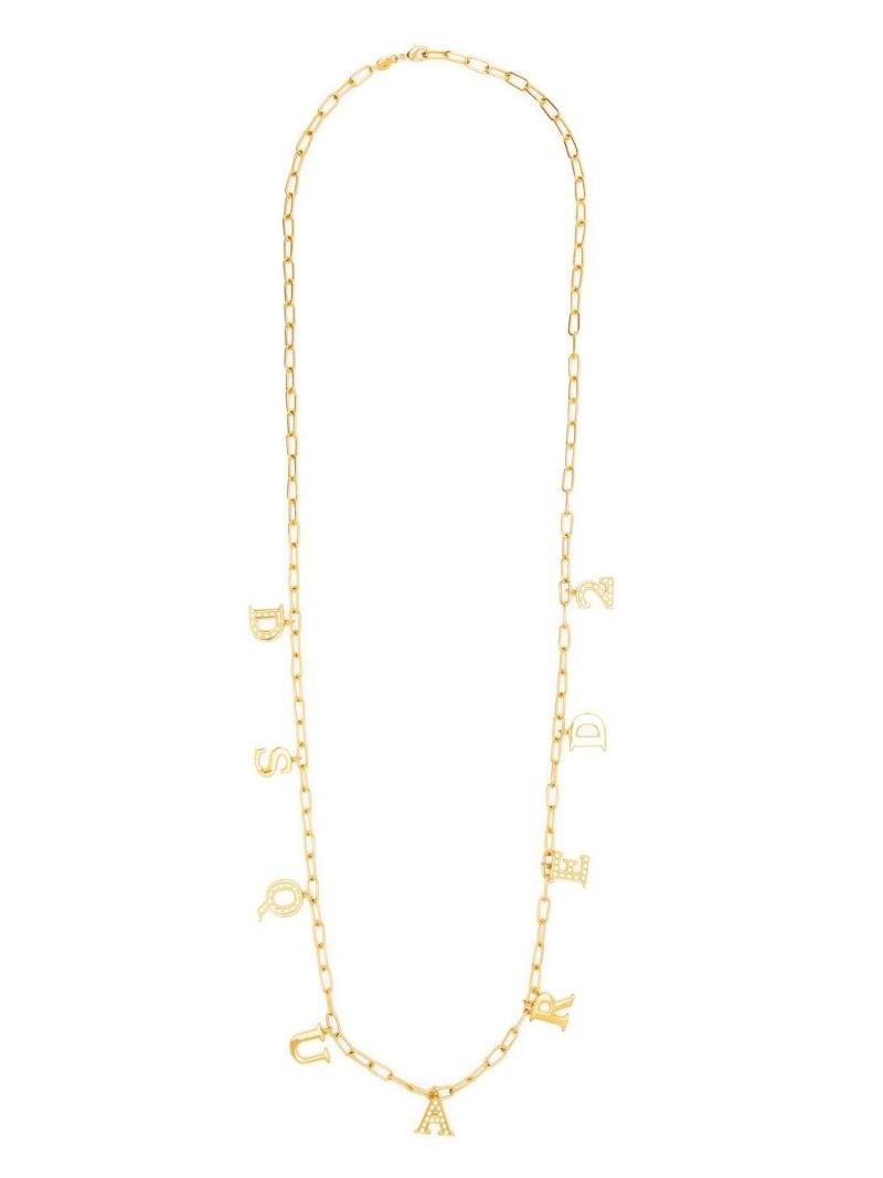 crystal-embellished logo charm necklace - 3