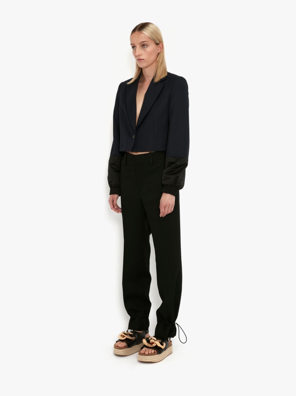 CROPPED CONTRAST SLEEVE TAILORED JACKET - 3