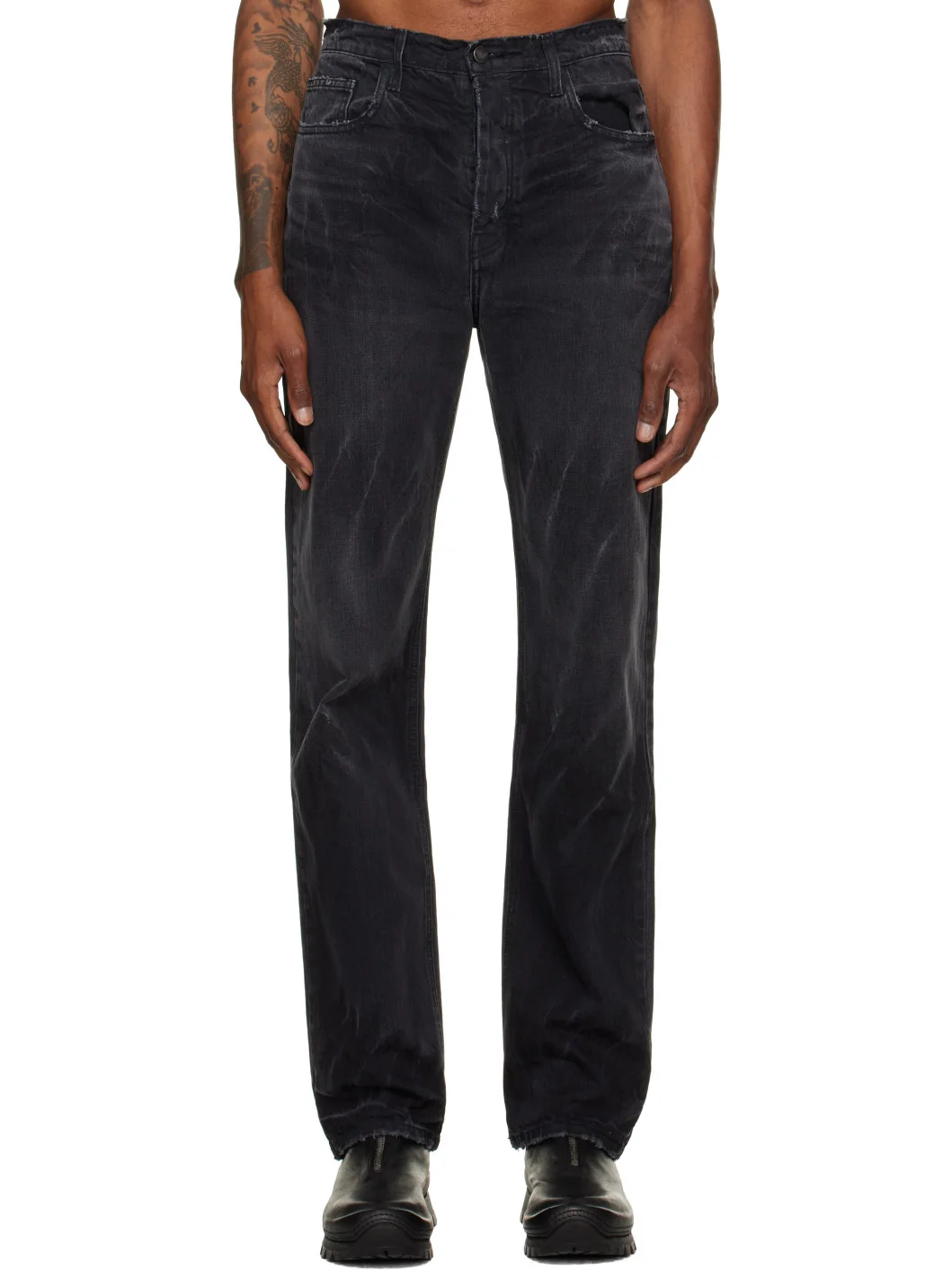 Black Straight Leg Jeans - 1