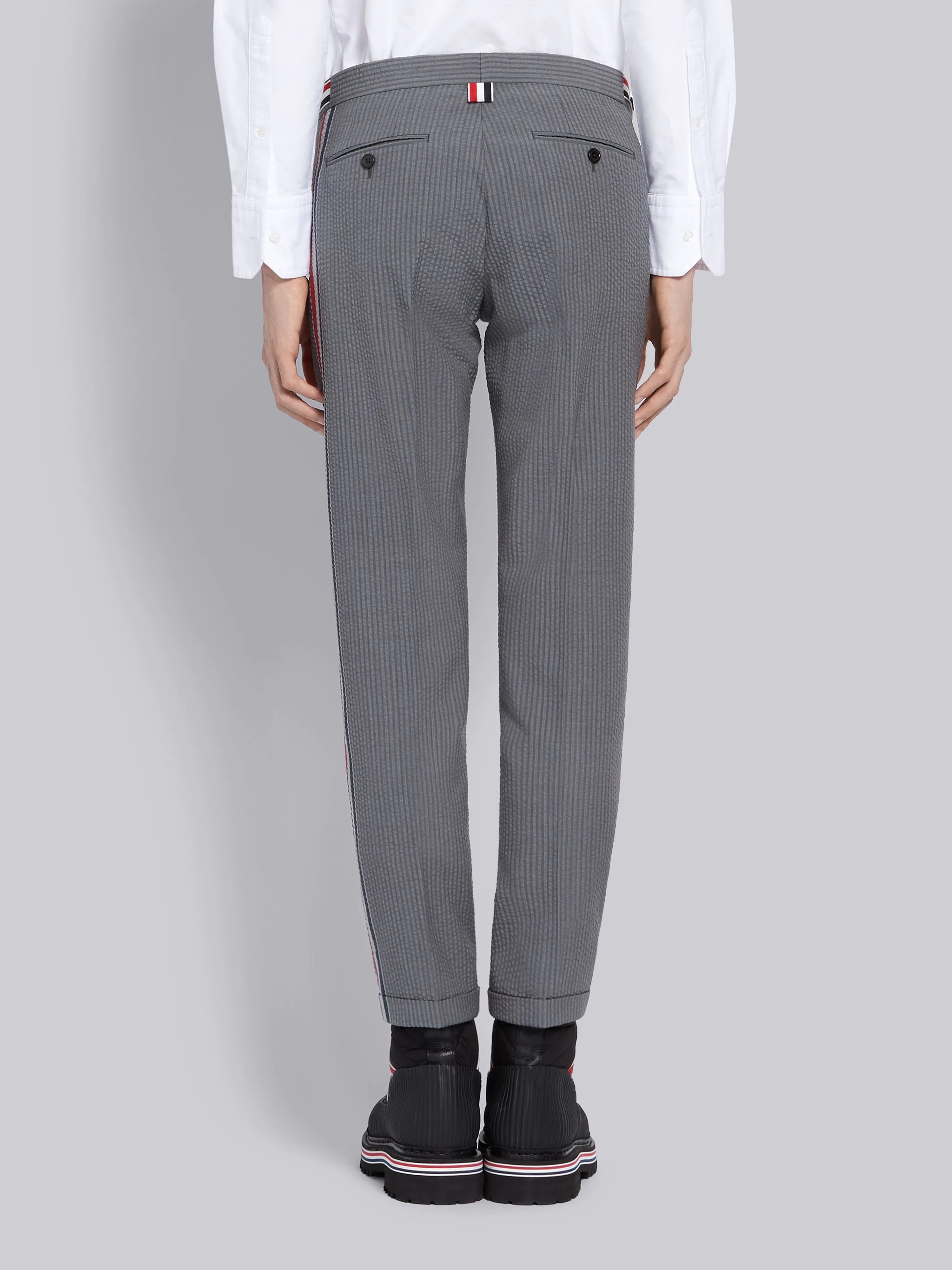 Light Grey Wool Seersucker Low-Rise Trouser - 3