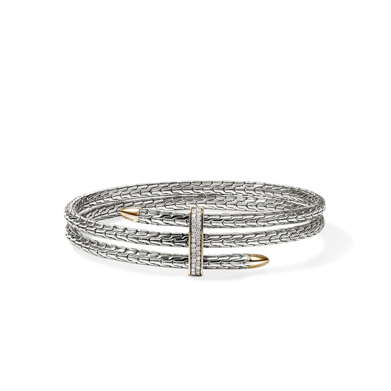 Spear Triple Flex Cuff, Gold, Sterling Silver, Diamonds, 4MM 1