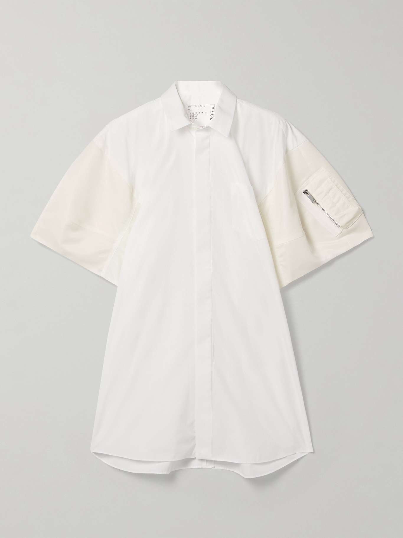 Shell-trimmed poplin mini shirt dress - 1