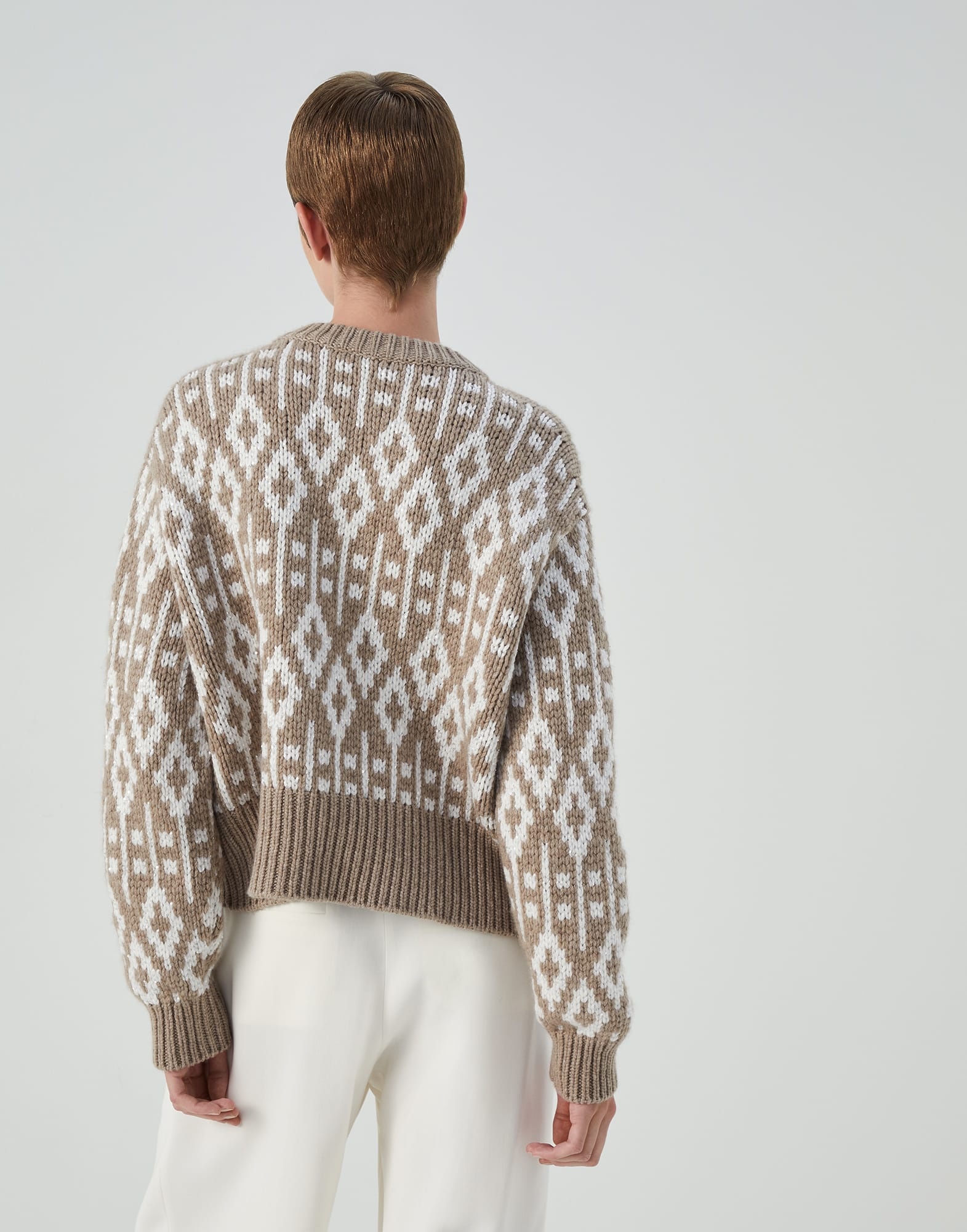 Dazzling Vintage Jacquard sweater in cashmere feather yarn - 2