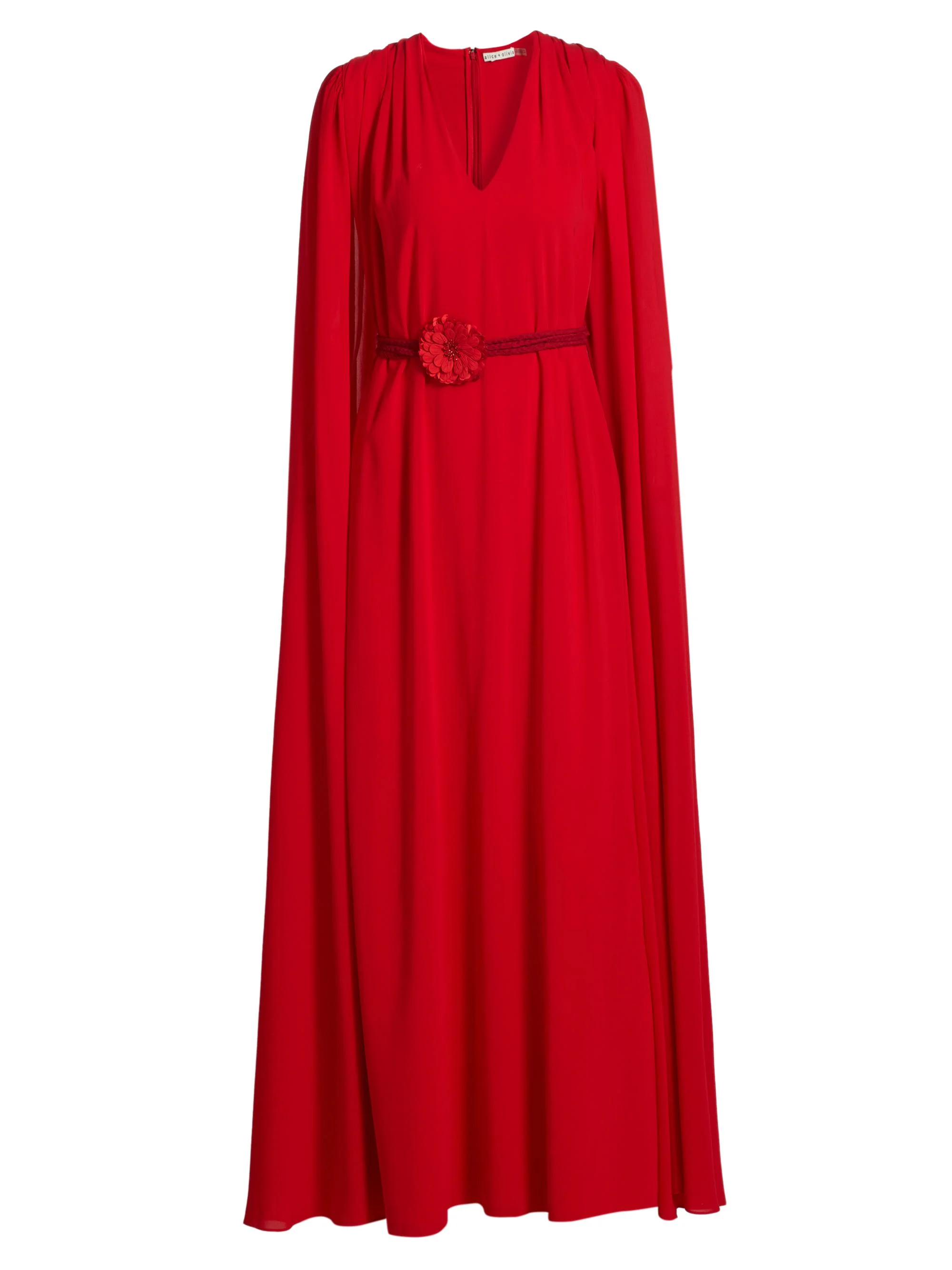 Women's Zenaida Maxi Cape Dress - Bright Ruby - 1