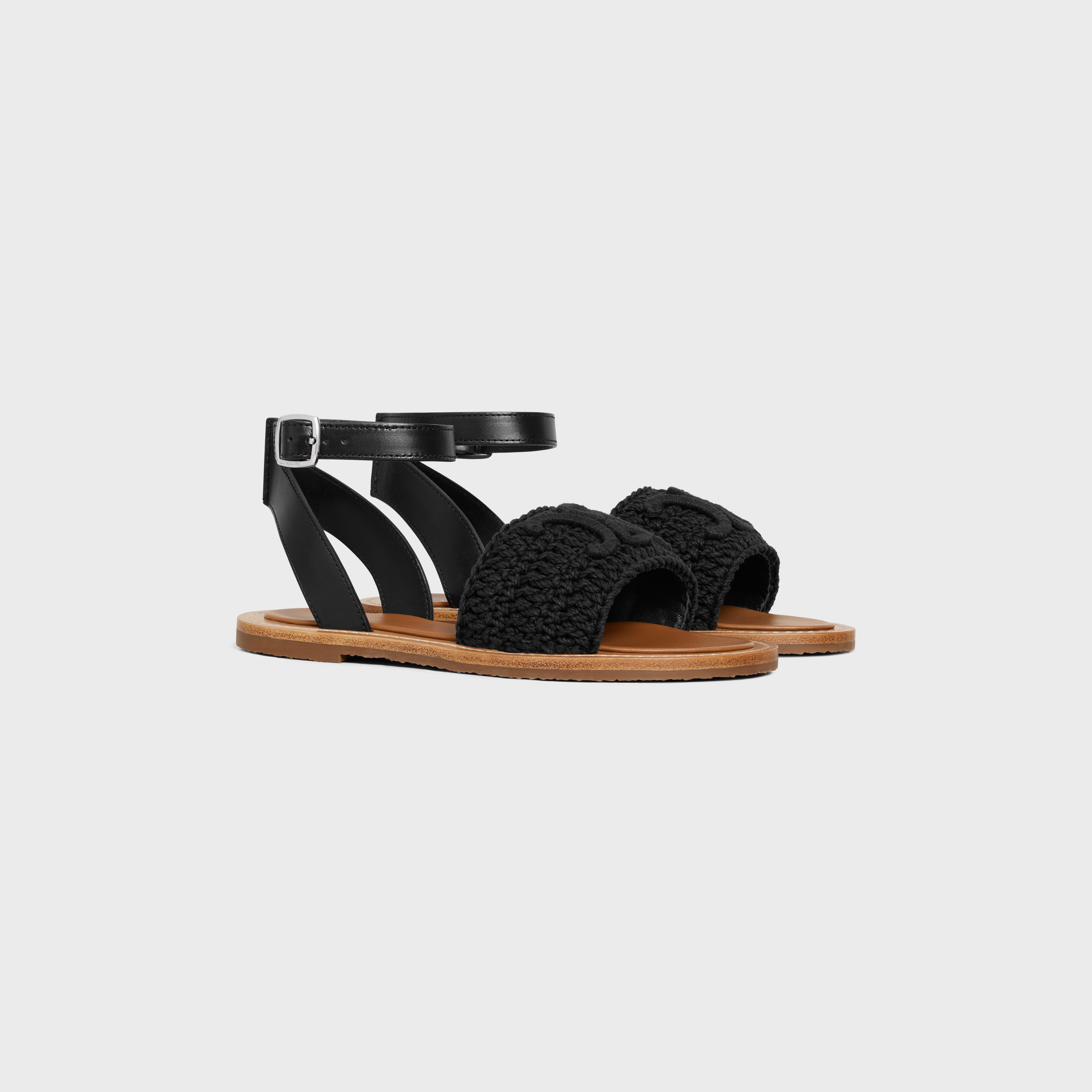 CELINE LYMPIA SANDAL in TRIOMPHE MACCRAMÉ COTTON & CALFSKIN - 2