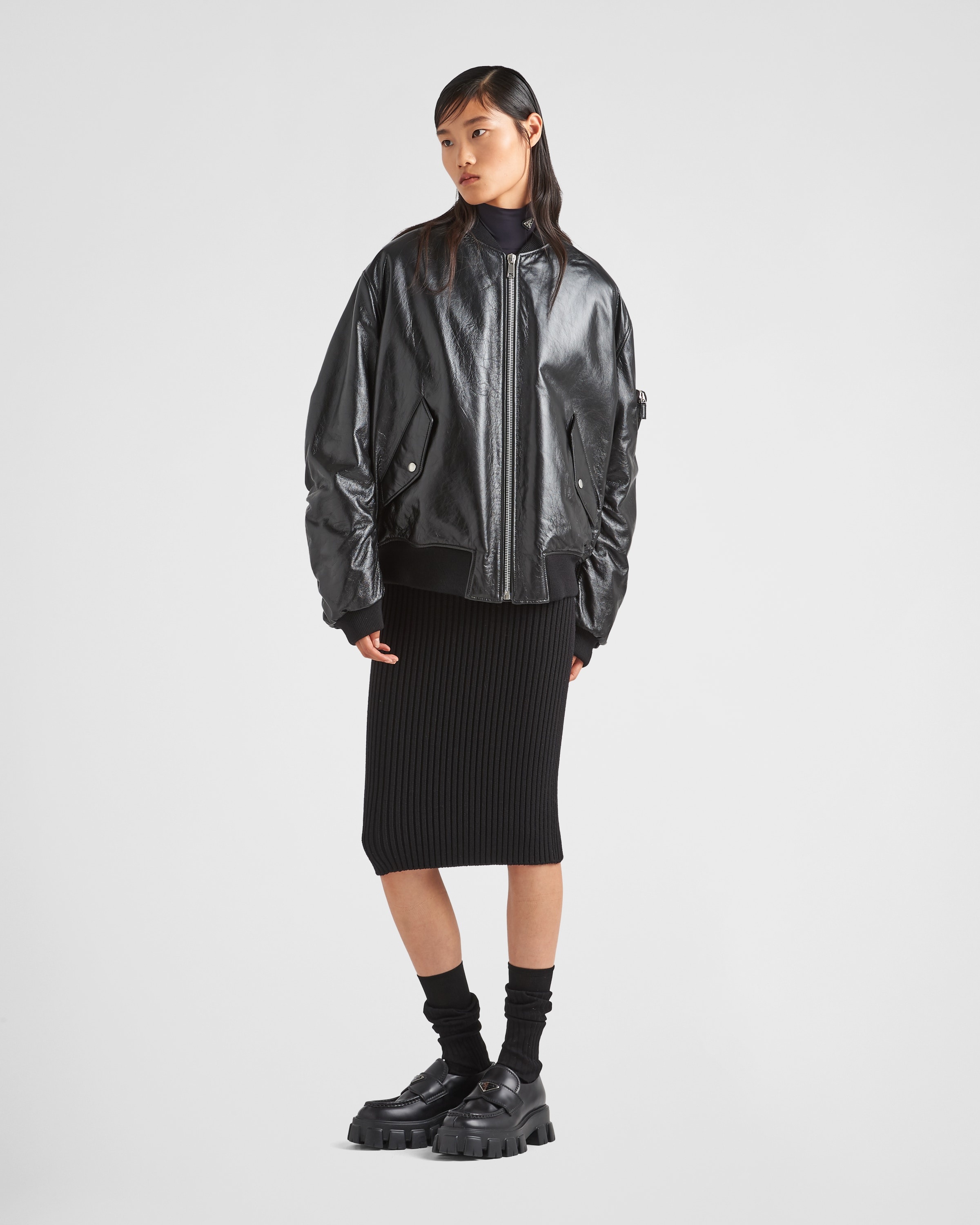 Oversized nappa leather bomber jacket - 2