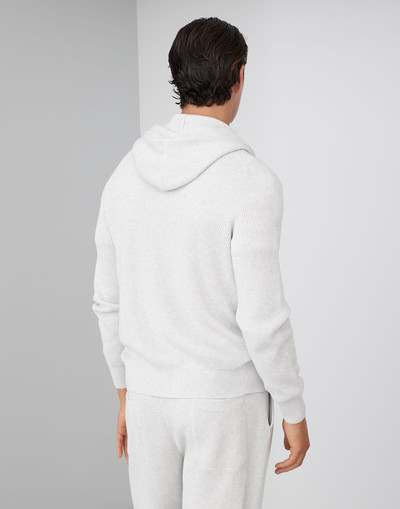 Brunello Cucinelli Cotton English rib knit hooded sweatshirt with zipper outlook