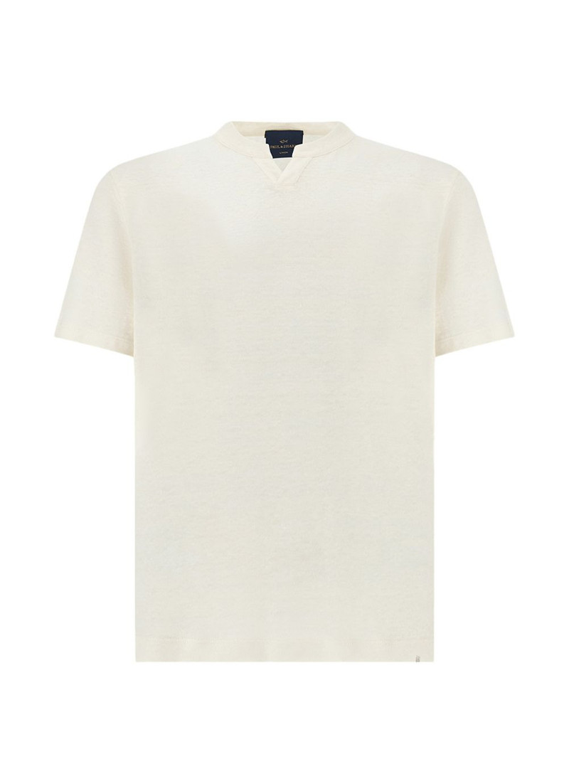 open-collar linen T-shirt 1