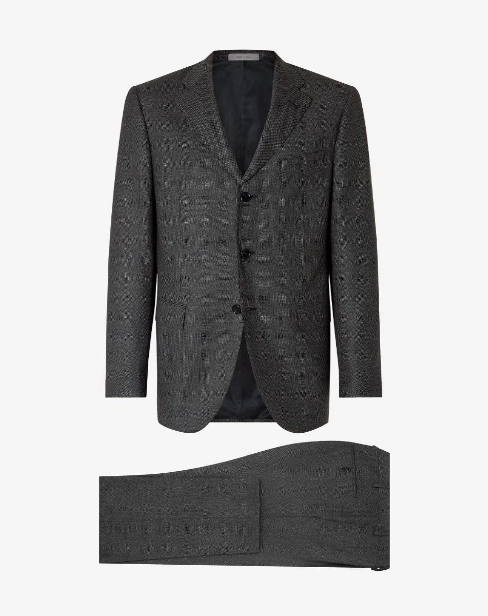 Grey S130's wool suit with micro-pattern - 1