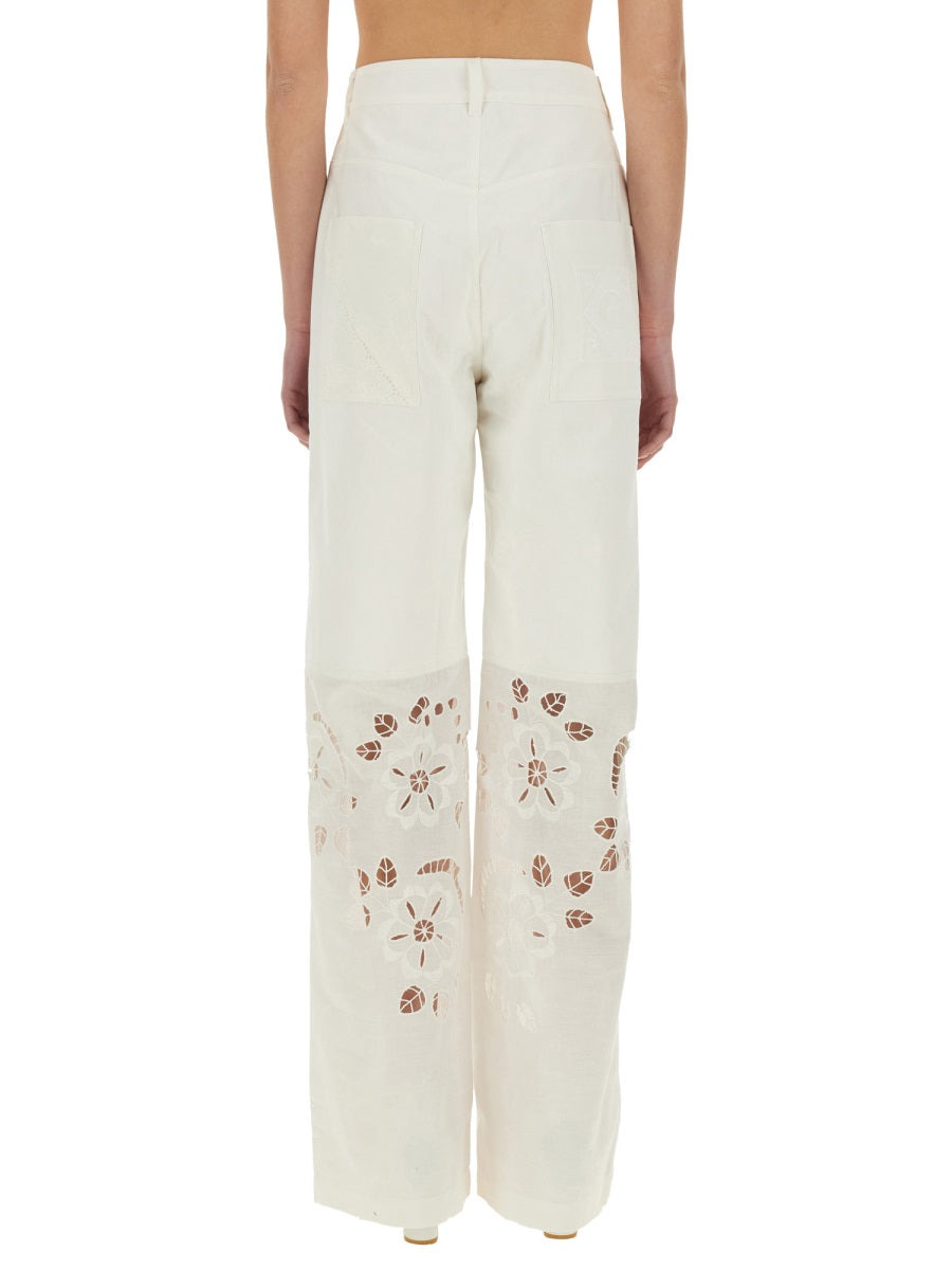 Marine Serre Women Upcycled Linen Pants - 3