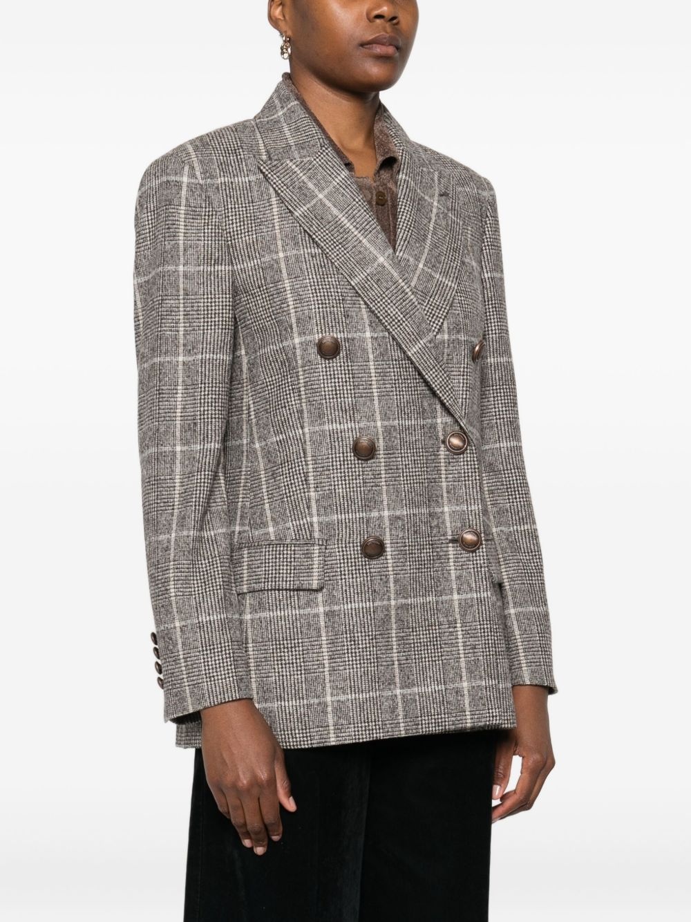 checked double-breasted blazer - 3