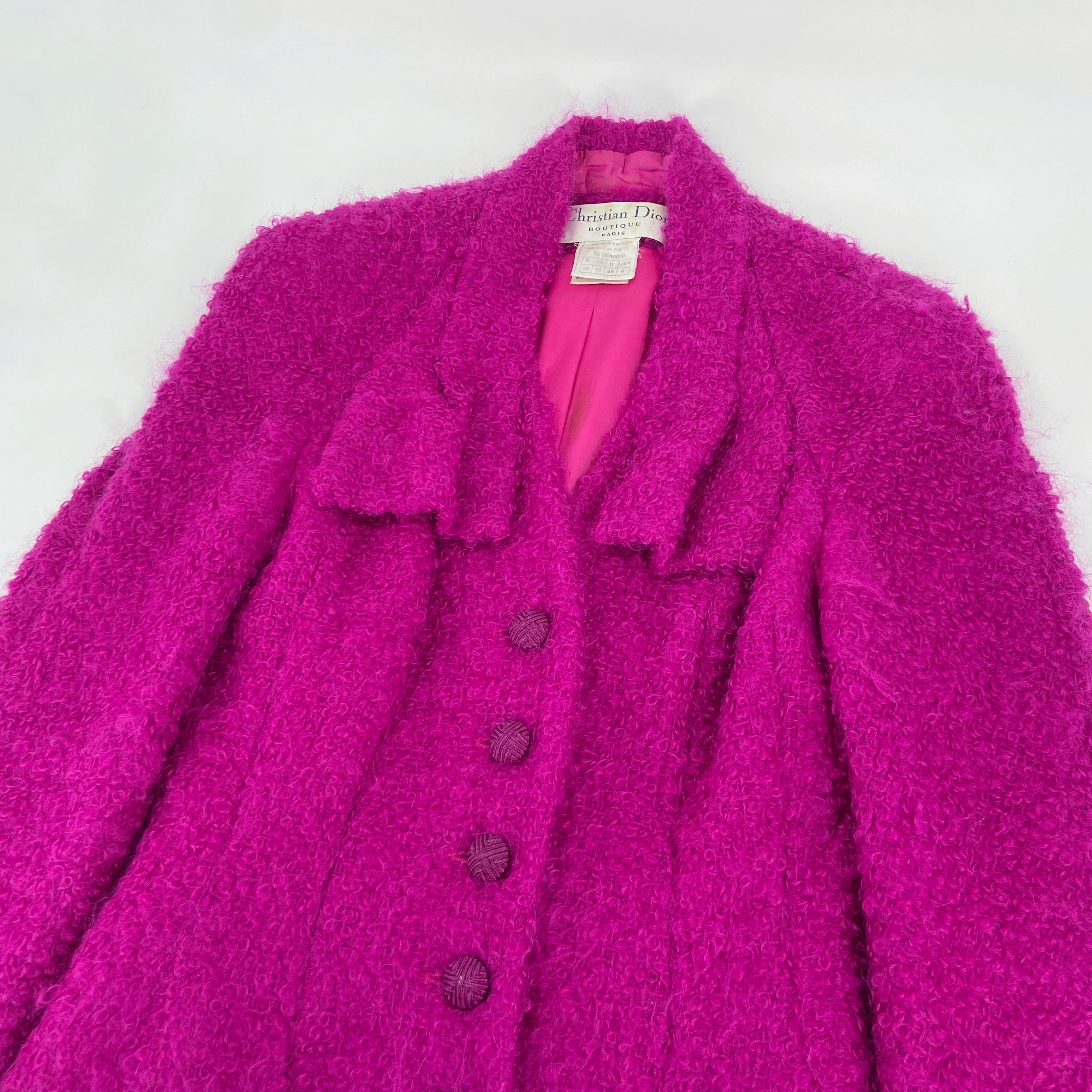 Christian Dior Fall 1997 John Galliano Fuschia Mohair Bar Jacket Skirt Suit - 12