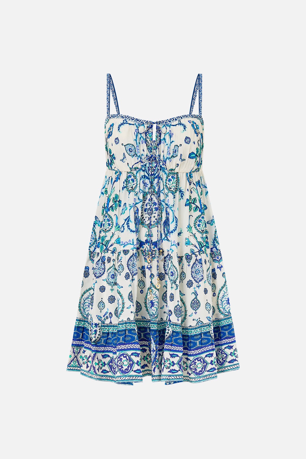 GATHERED BUST TIERED MINI DRESS - 3