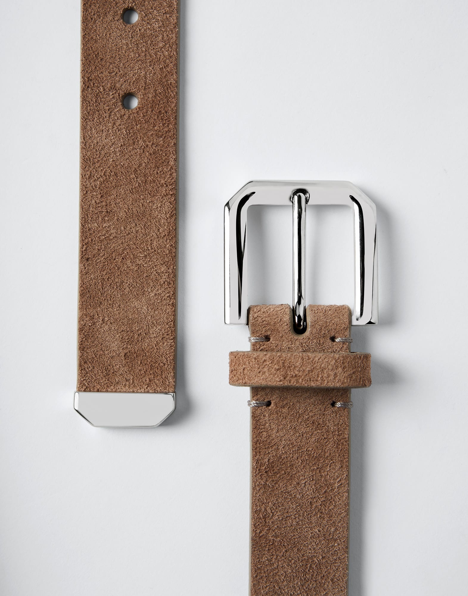Sueded calfskin belt with square buckle - 2