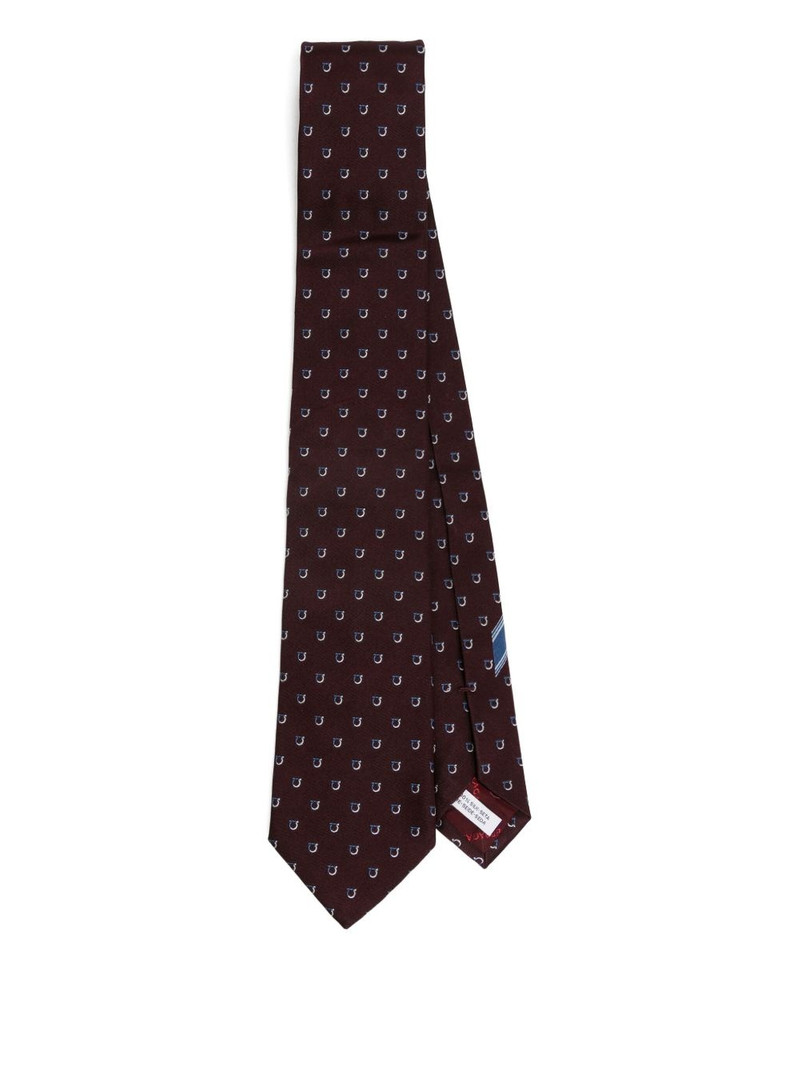Gancini-print silk tie 1