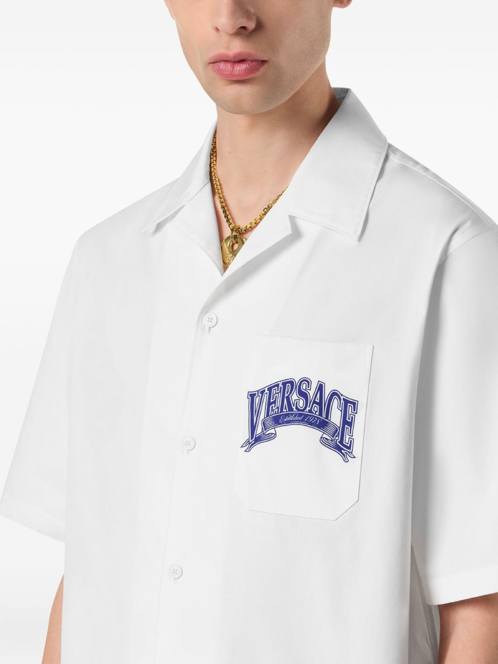 logo-embellished cotton shirt - 4