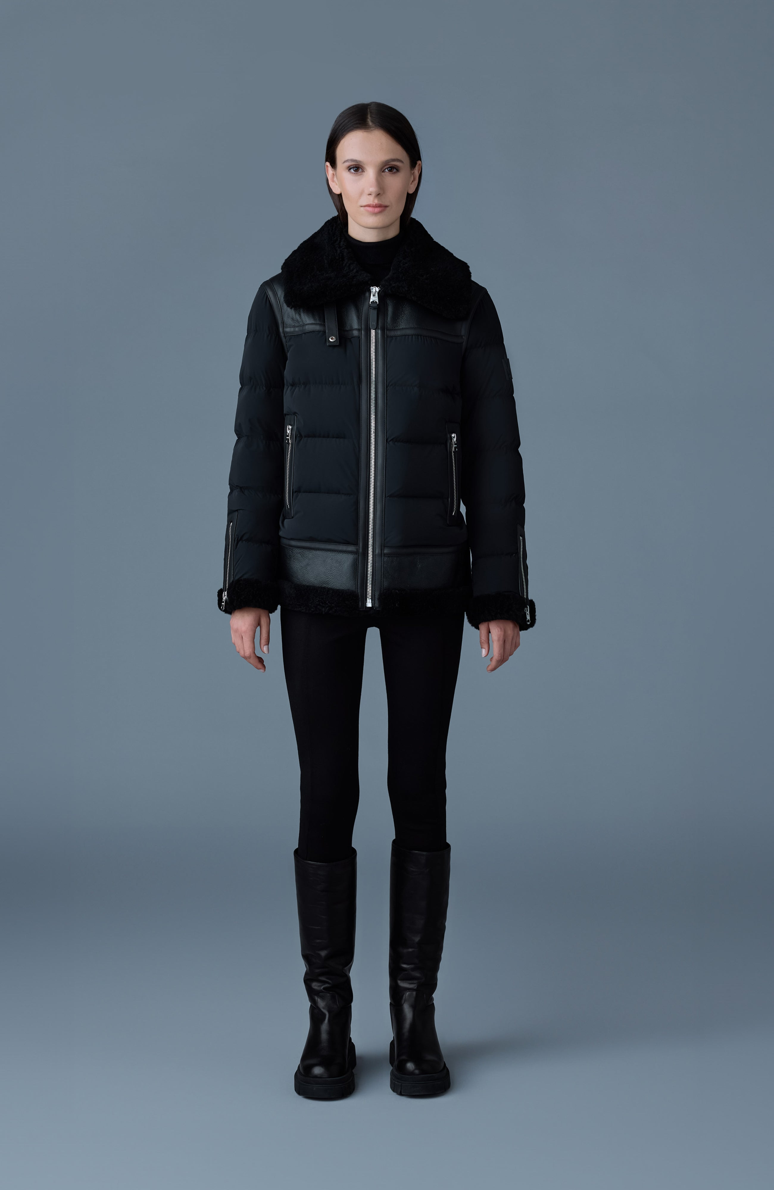 VANNA Mixed-media shearling down jacket - 2