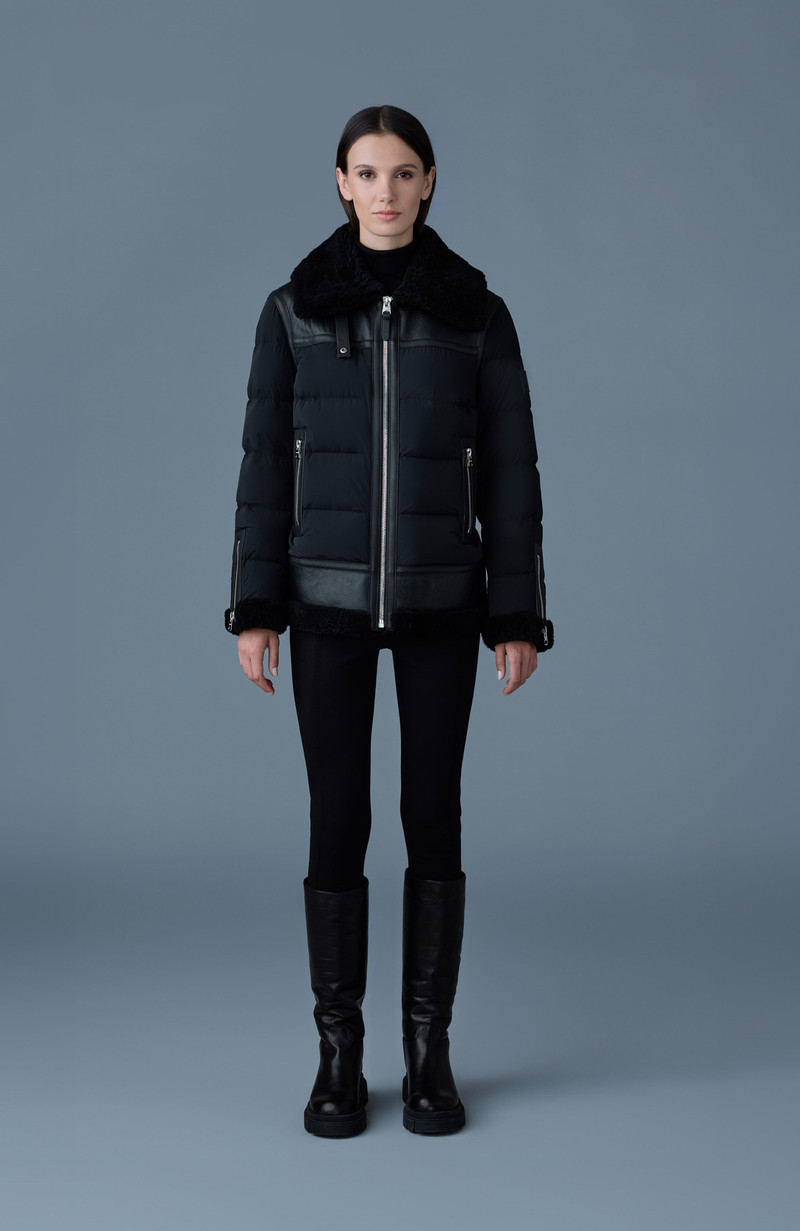 MACKAGE VANNA Mixed-media shearling down jacket outlook