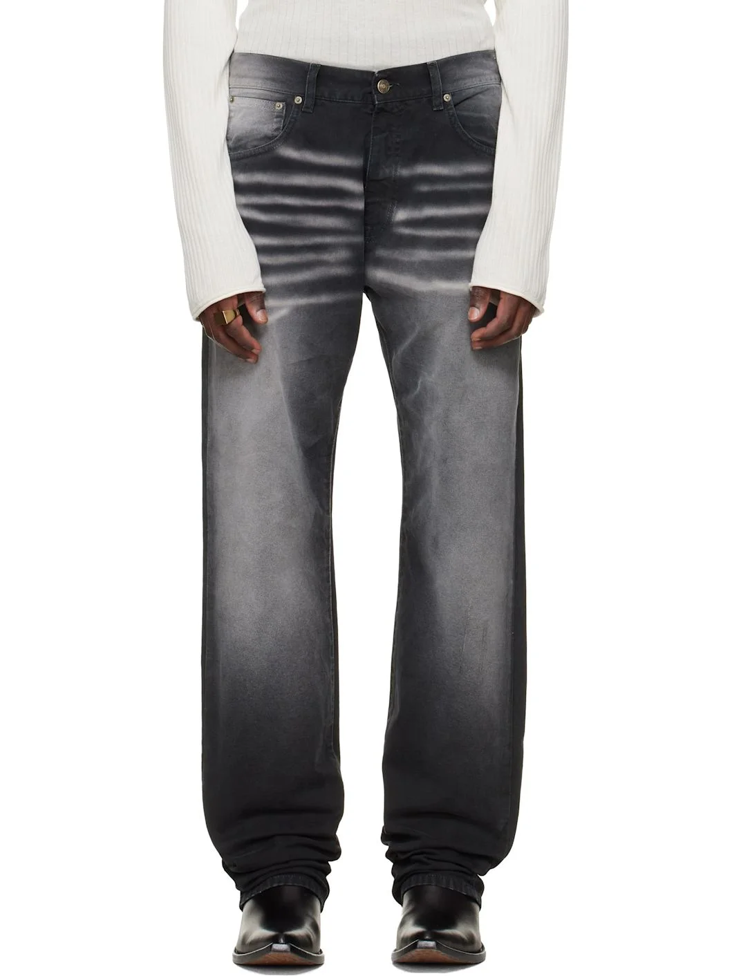 Black & Gray Collection Loose Fivepocket Trousers - 1