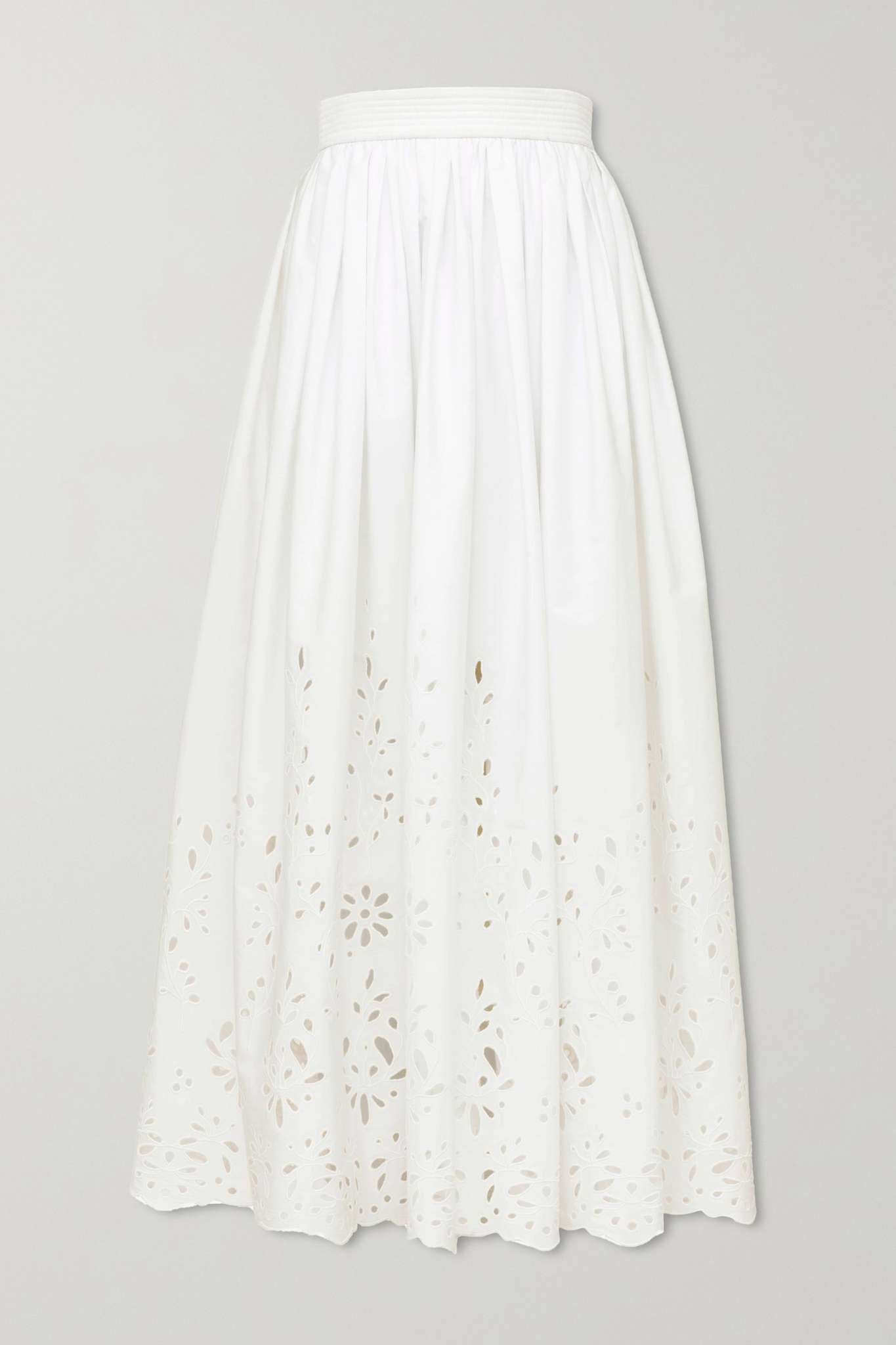 Broderie anglaise cotton-poplin skirt - 1