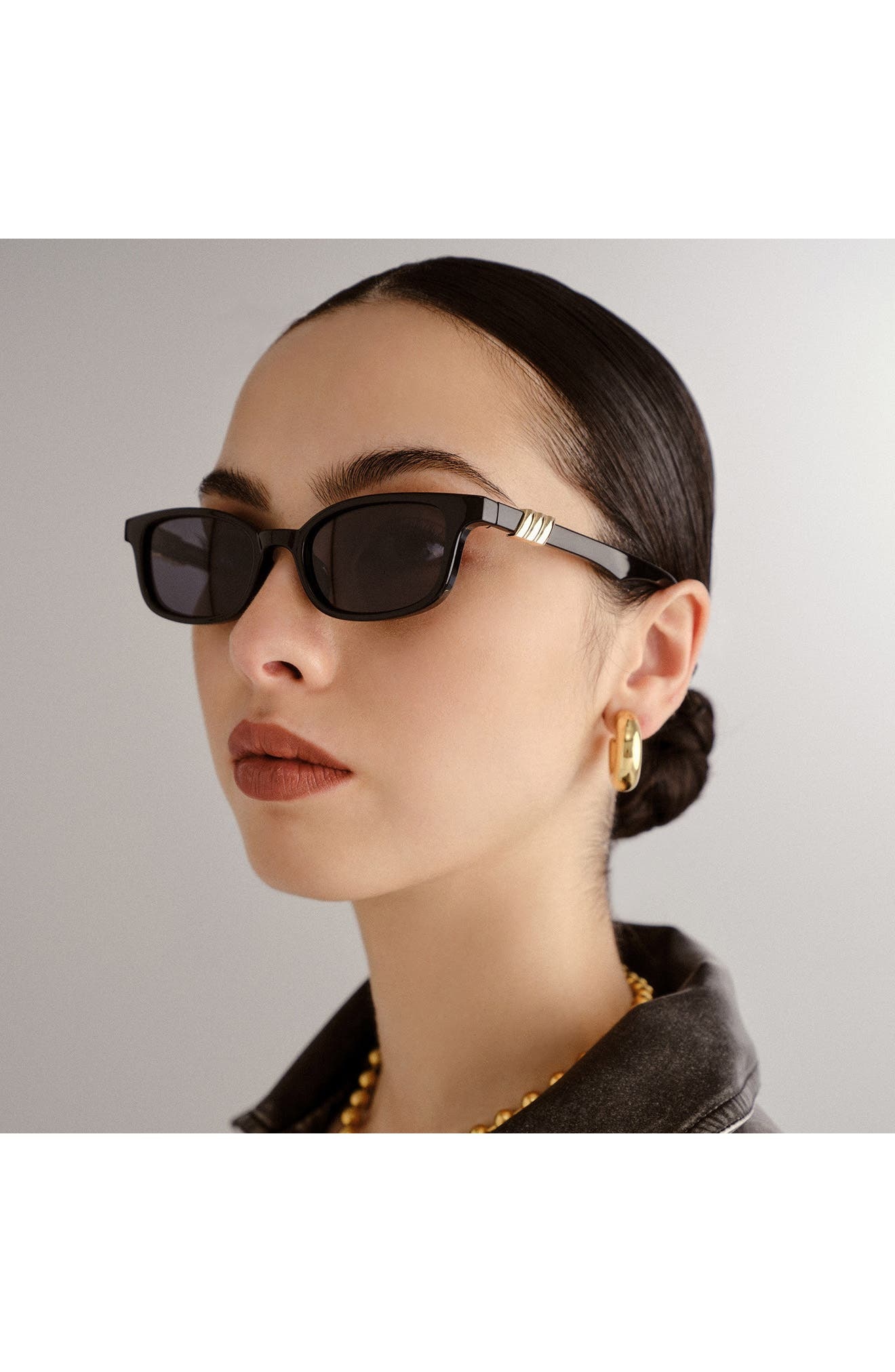 Le Specs Confidential 51mm Rectangular Sunglasses in Black/Smoke Mono at Nordstrom - 7
